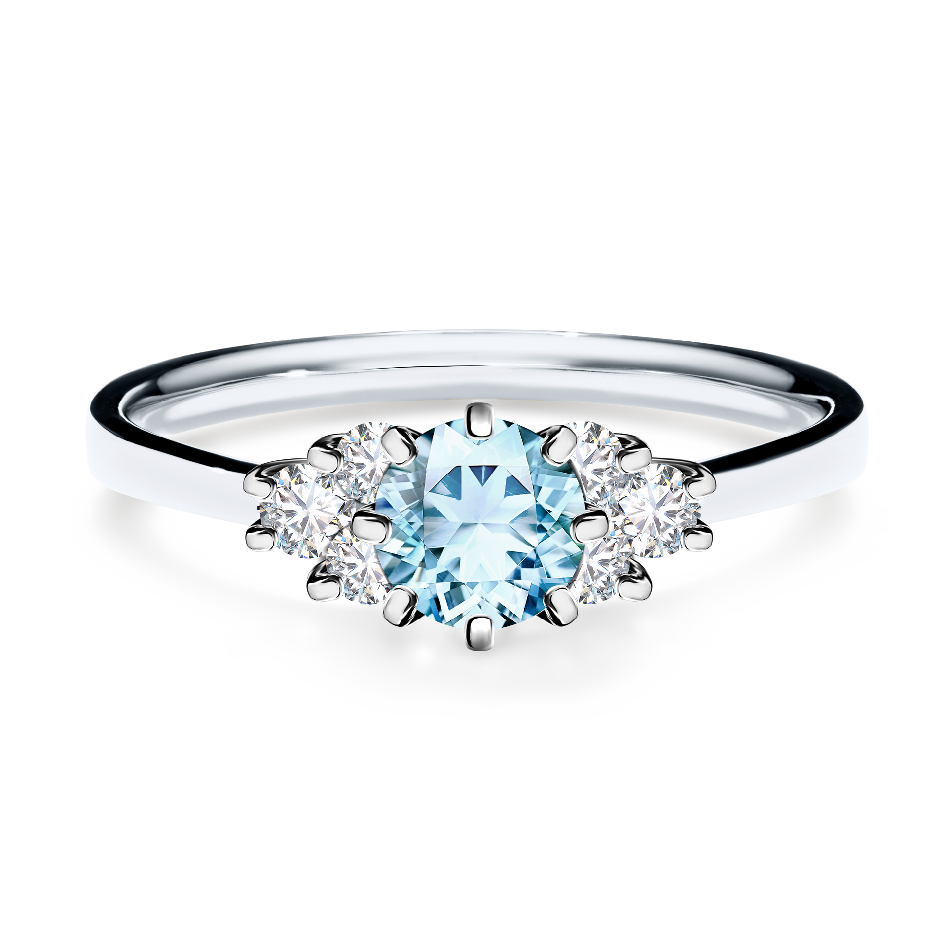 Pierścionek zaręczynowy My Lilly z białego złota z akwamarynem 0,68CT