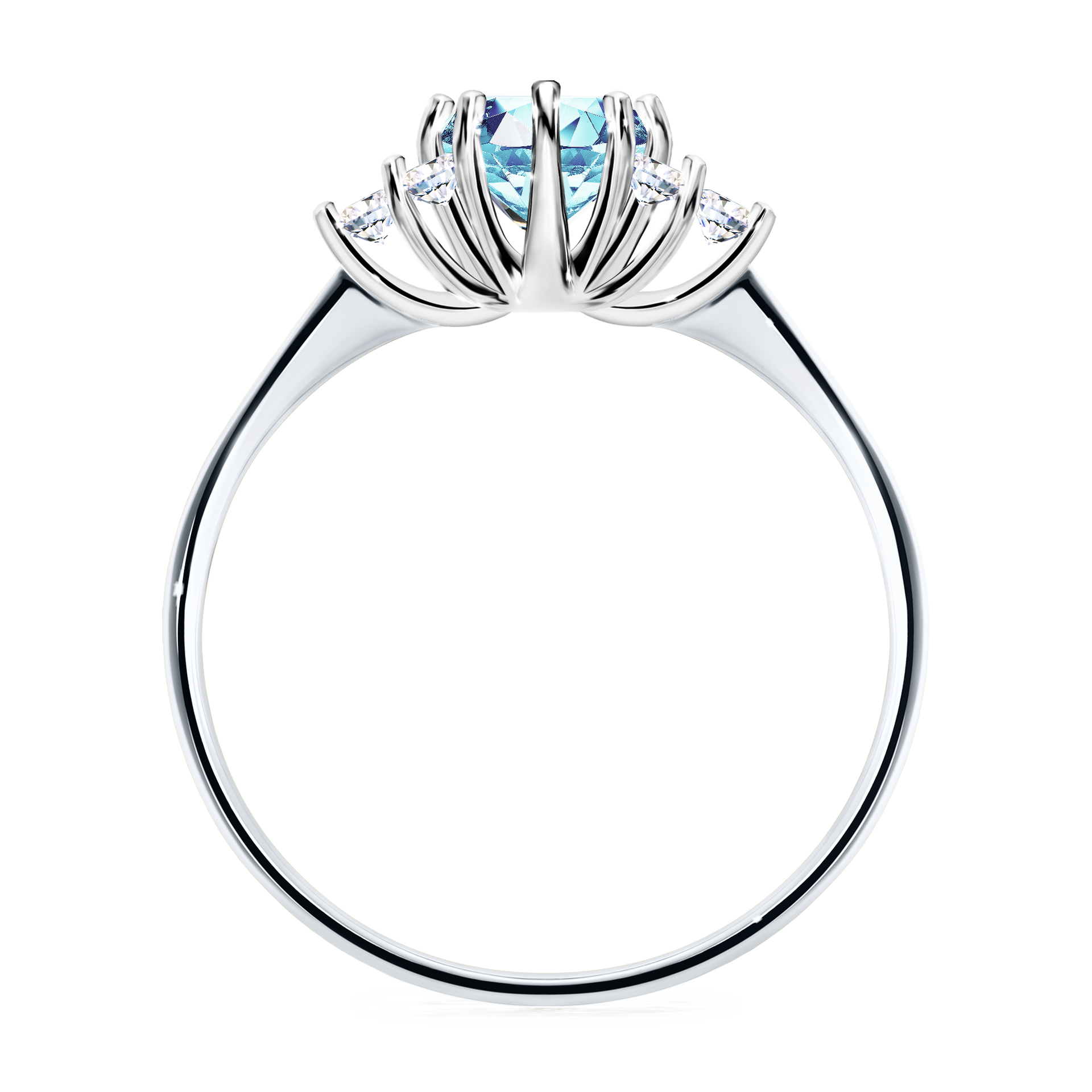 Pierścionek zaręczynowy My Lilly z białego złota z akwamarynem 0,68CT