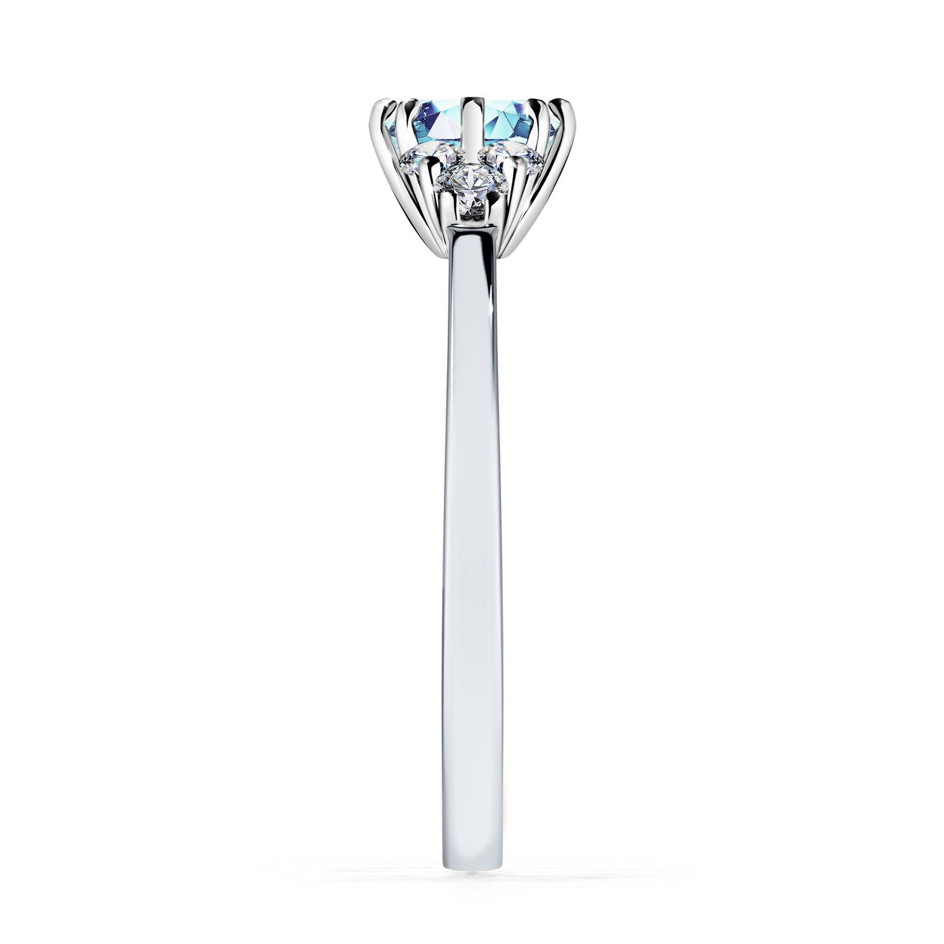Pierścionek zaręczynowy My Lilly z białego złota z akwamarynem 0,68CT
