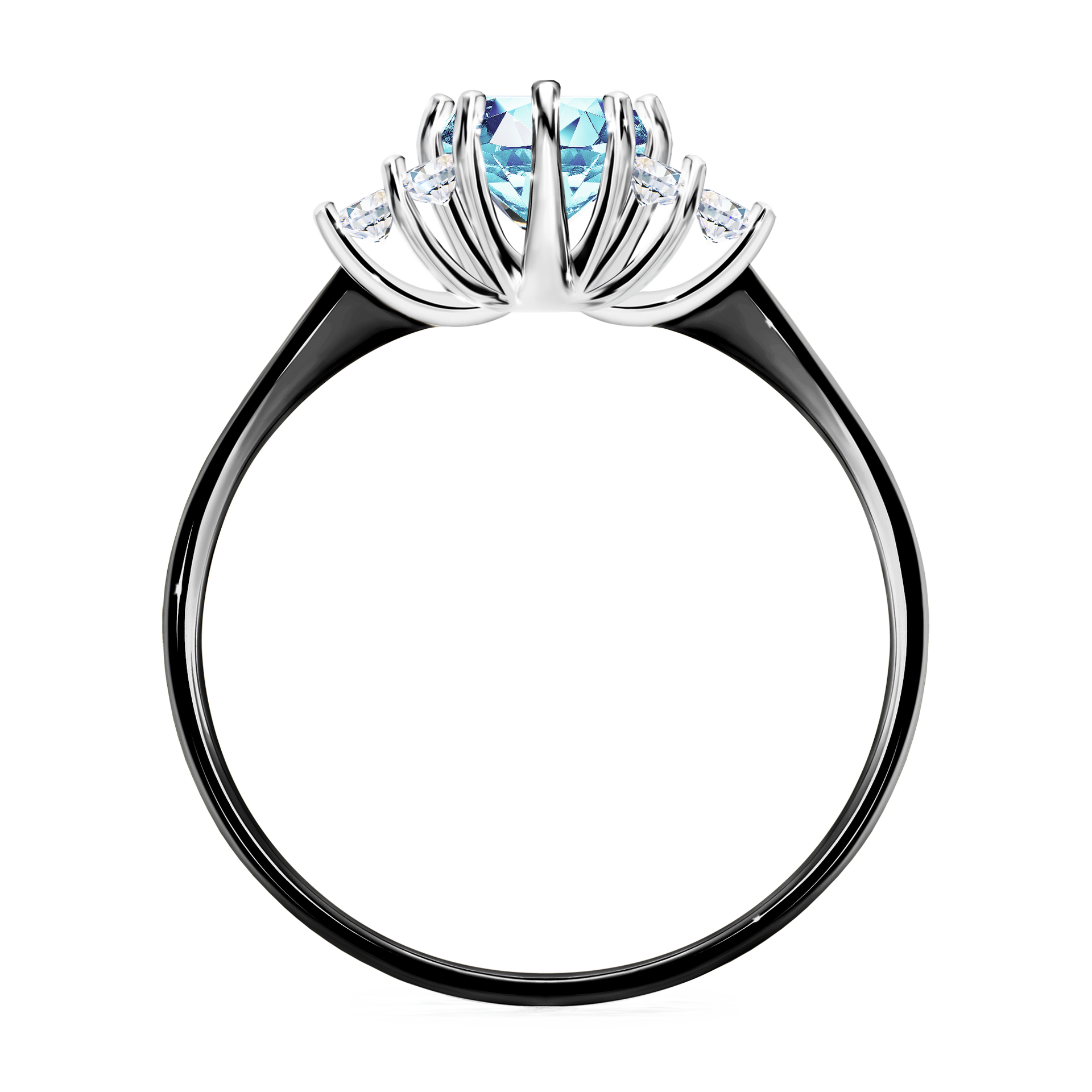 Pierścionek zaręczynowy My Lilly z czarnego złota z akwamarynem 0,68CT
