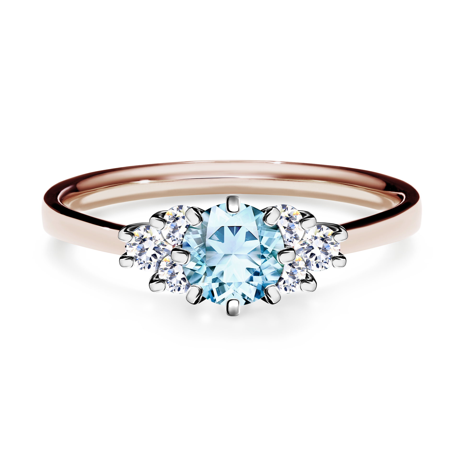 Pierścionek zaręczynowy My Lilly z różowego złota z akwamarynem 0,68CT