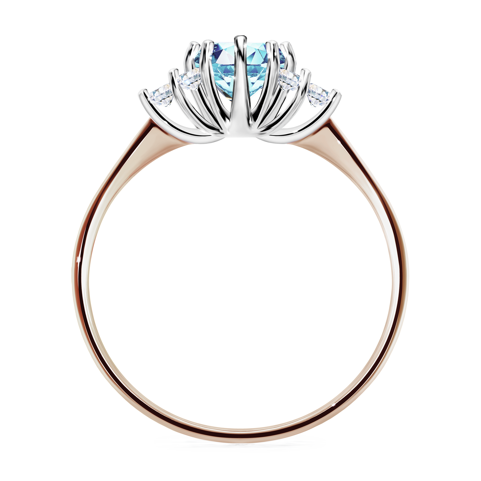 Pierścionek zaręczynowy My Lilly z różowego złota z akwamarynem 0,68CT