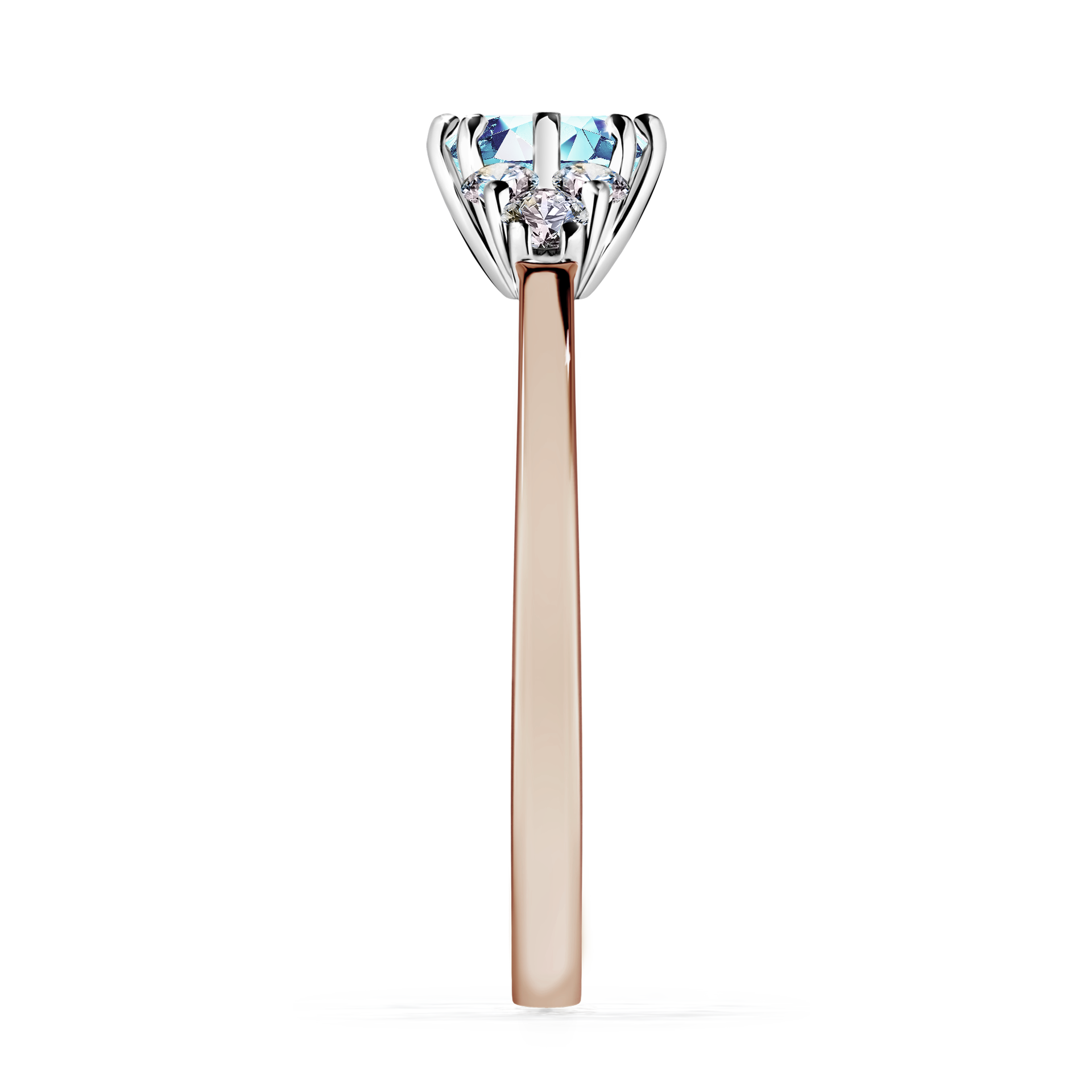 Pierścionek zaręczynowy My Lilly z różowego złota z akwamarynem 0,68CT