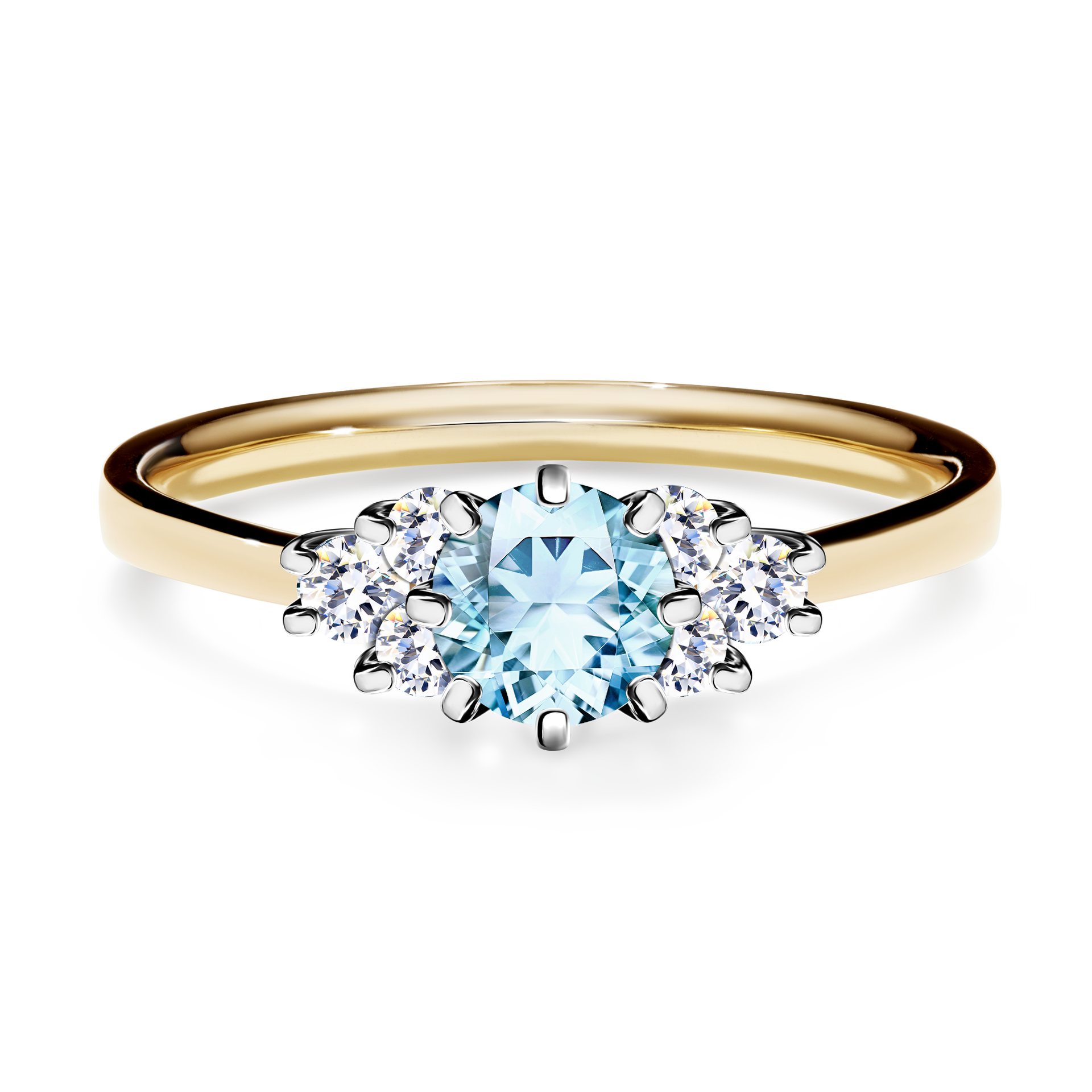 Pierścionek zaręczynowy My Lilly z żółtego złota z akwamarynem 0,68CT
