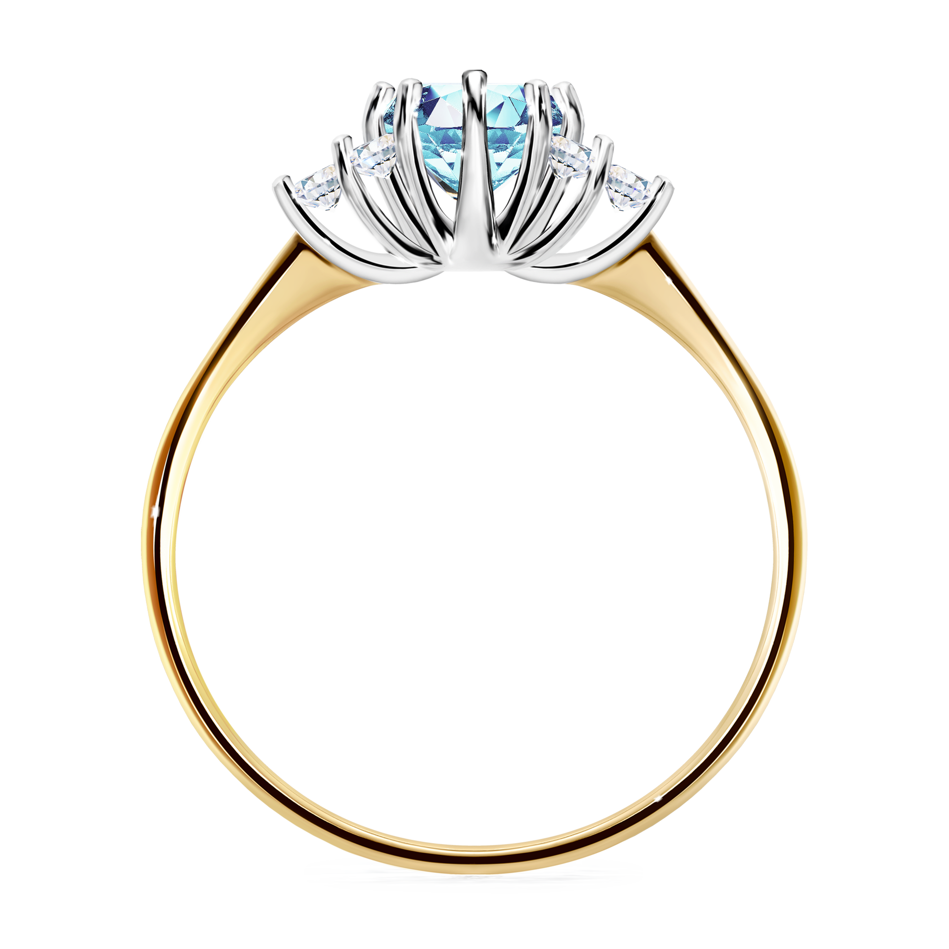Pierścionek zaręczynowy My Lilly z żółtego złota z akwamarynem 0,68CT