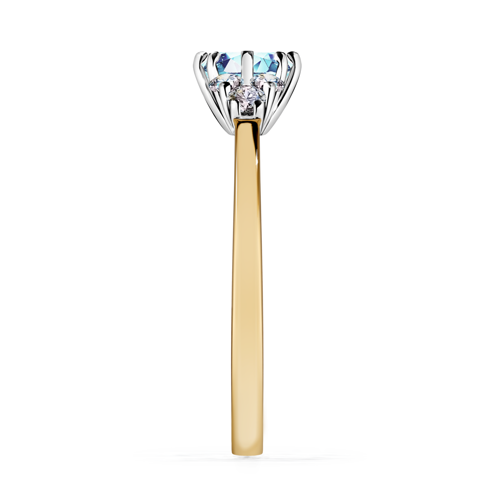 Pierścionek zaręczynowy My Lilly z żółtego złota z akwamarynem 0,68CT