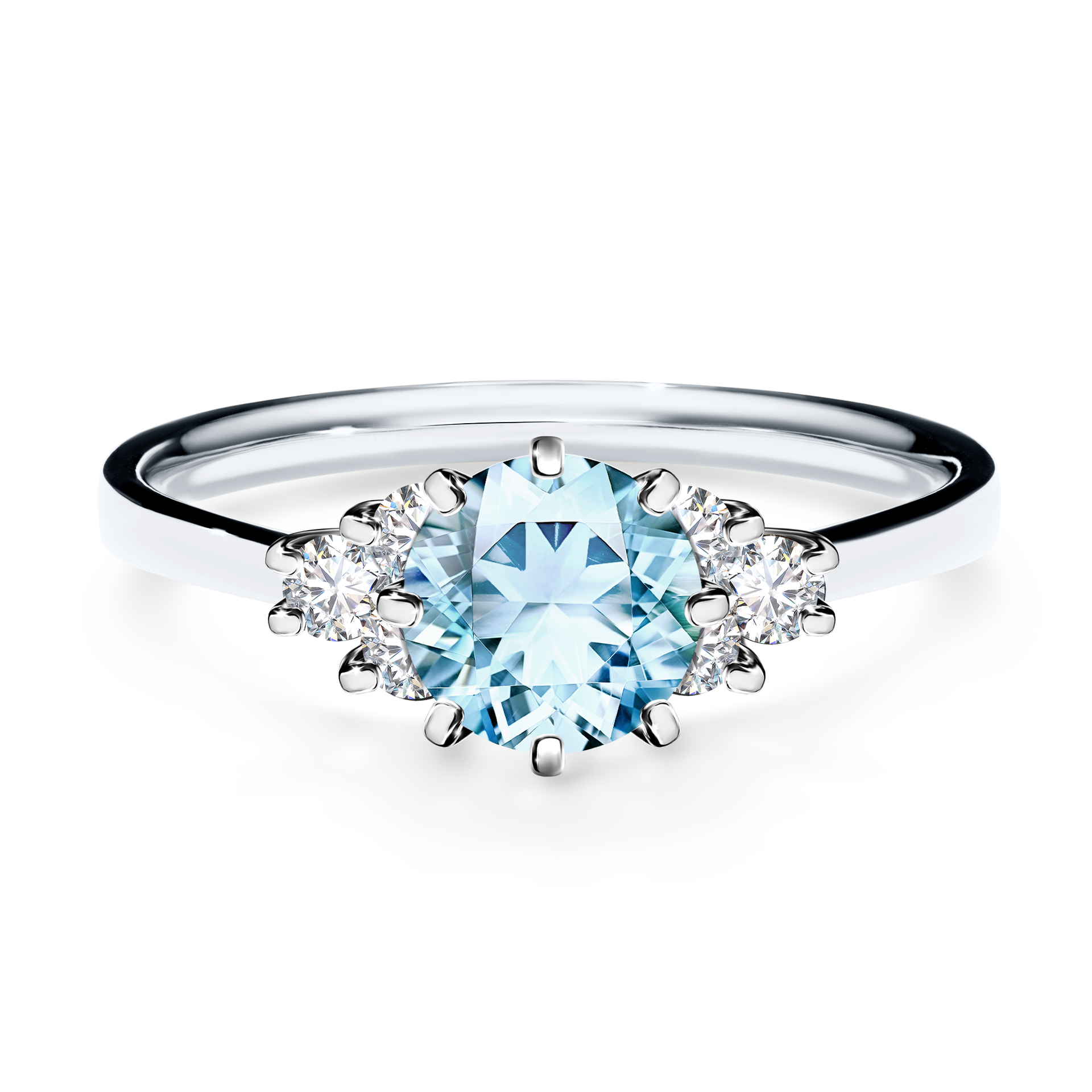Pierścionek zaręczynowy My Lilly z białego złota z akwamarynem 0,98CT