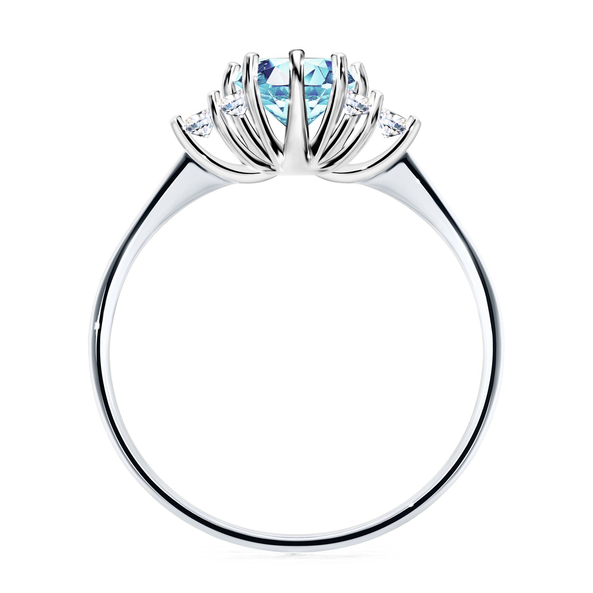 Pierścionek zaręczynowy My Lilly z białego złota z akwamarynem 0,98CT