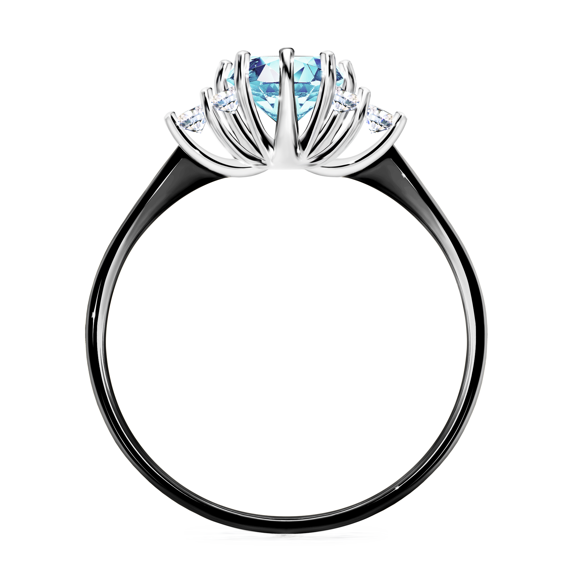Pierścionek zaręczynowy My Lilly z czarnego złota z akwamarynem 0,98CT