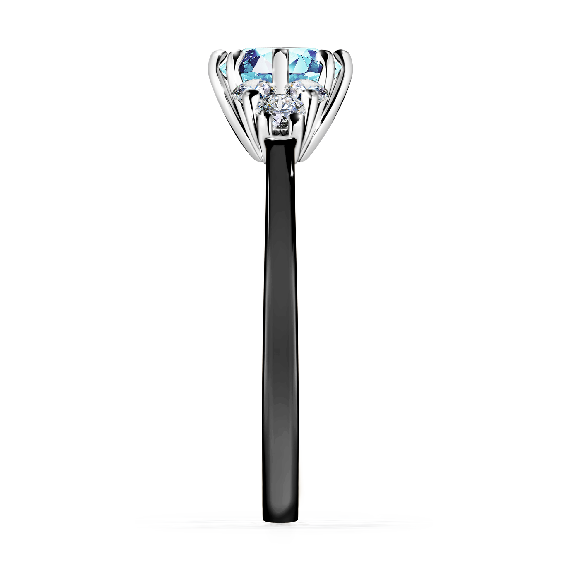 Pierścionek zaręczynowy My Lilly z czarnego złota z akwamarynem 0,98CT