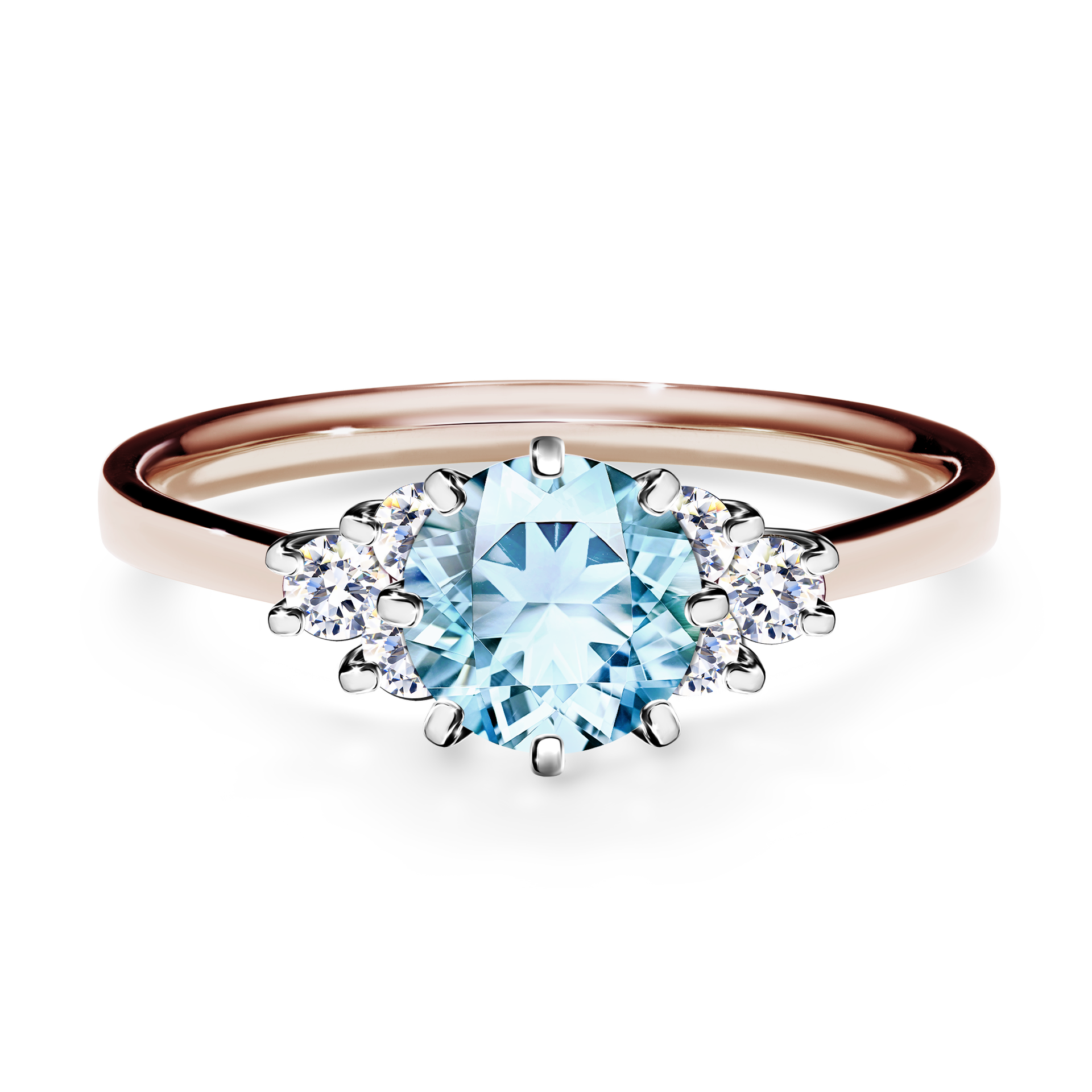 Pierścionek zaręczynowy My Lilly z różowego złota z akwamarynem 0,98CT