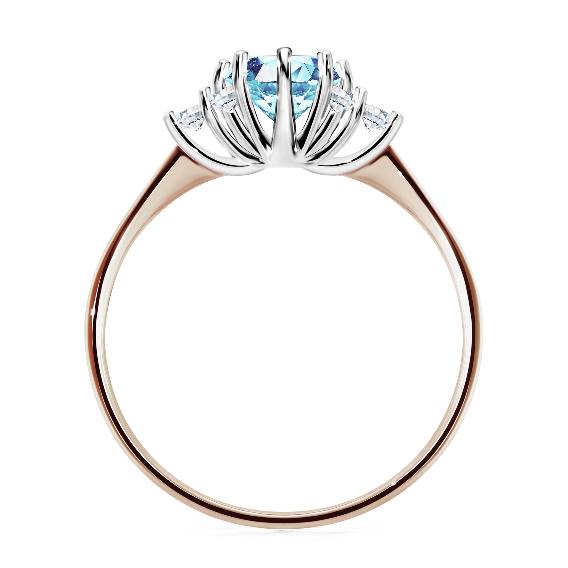 Pierścionek zaręczynowy My Lilly z różowego złota z akwamarynem 0,98CT