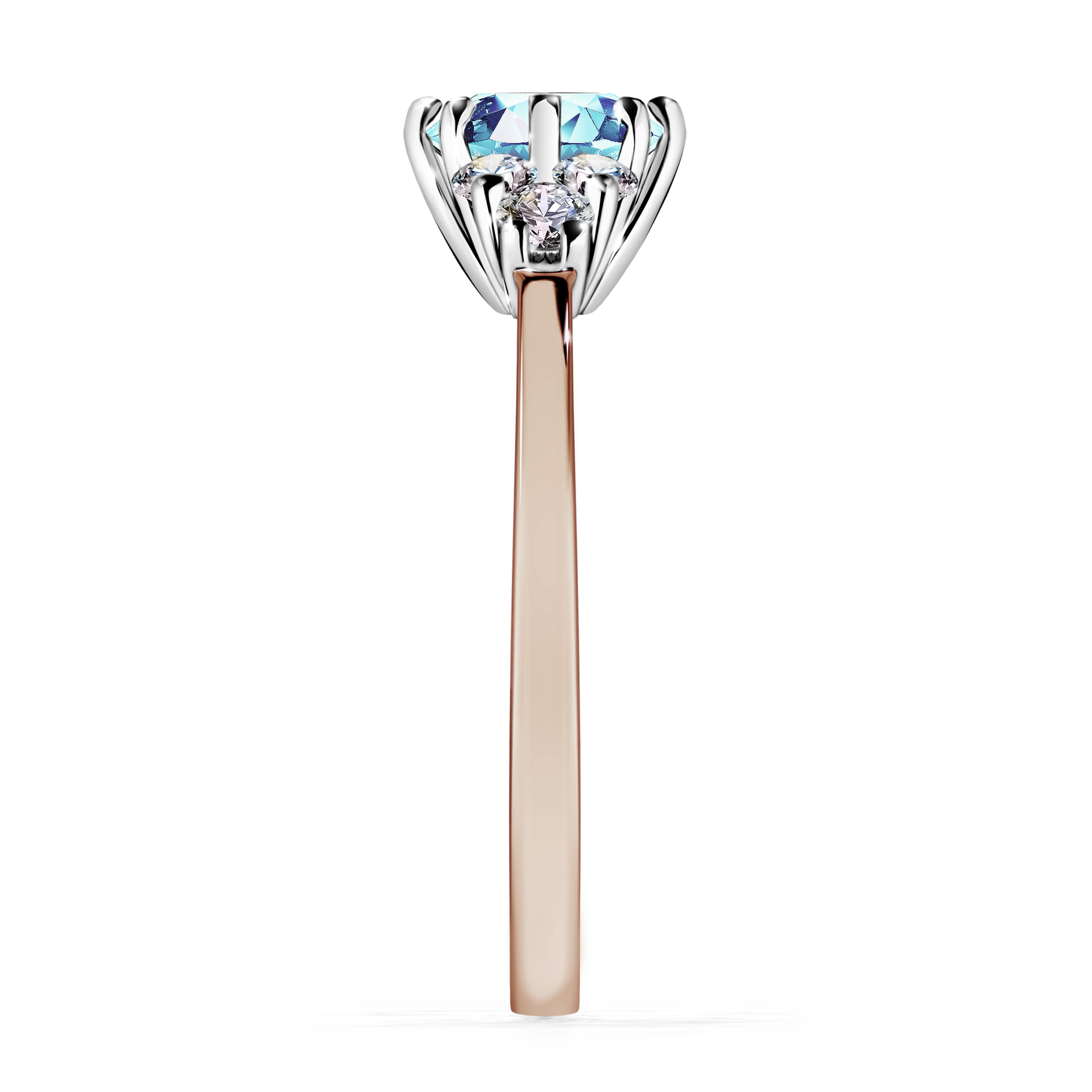 Pierścionek zaręczynowy My Lilly z różowego złota z akwamarynem 0,98CT