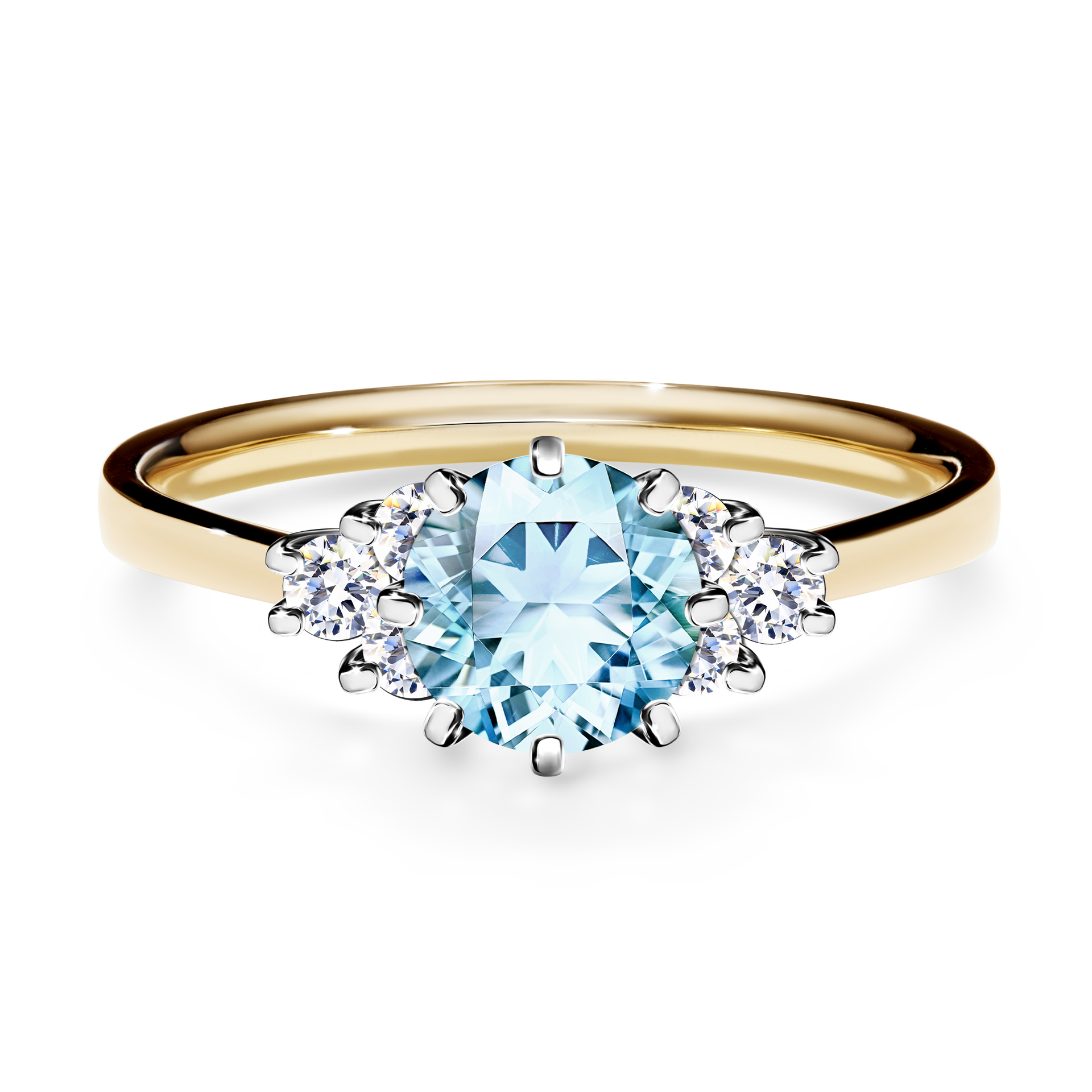 Pierścionek zaręczynowy My Lilly z żółtego złota z akwamarynem 0,98CT