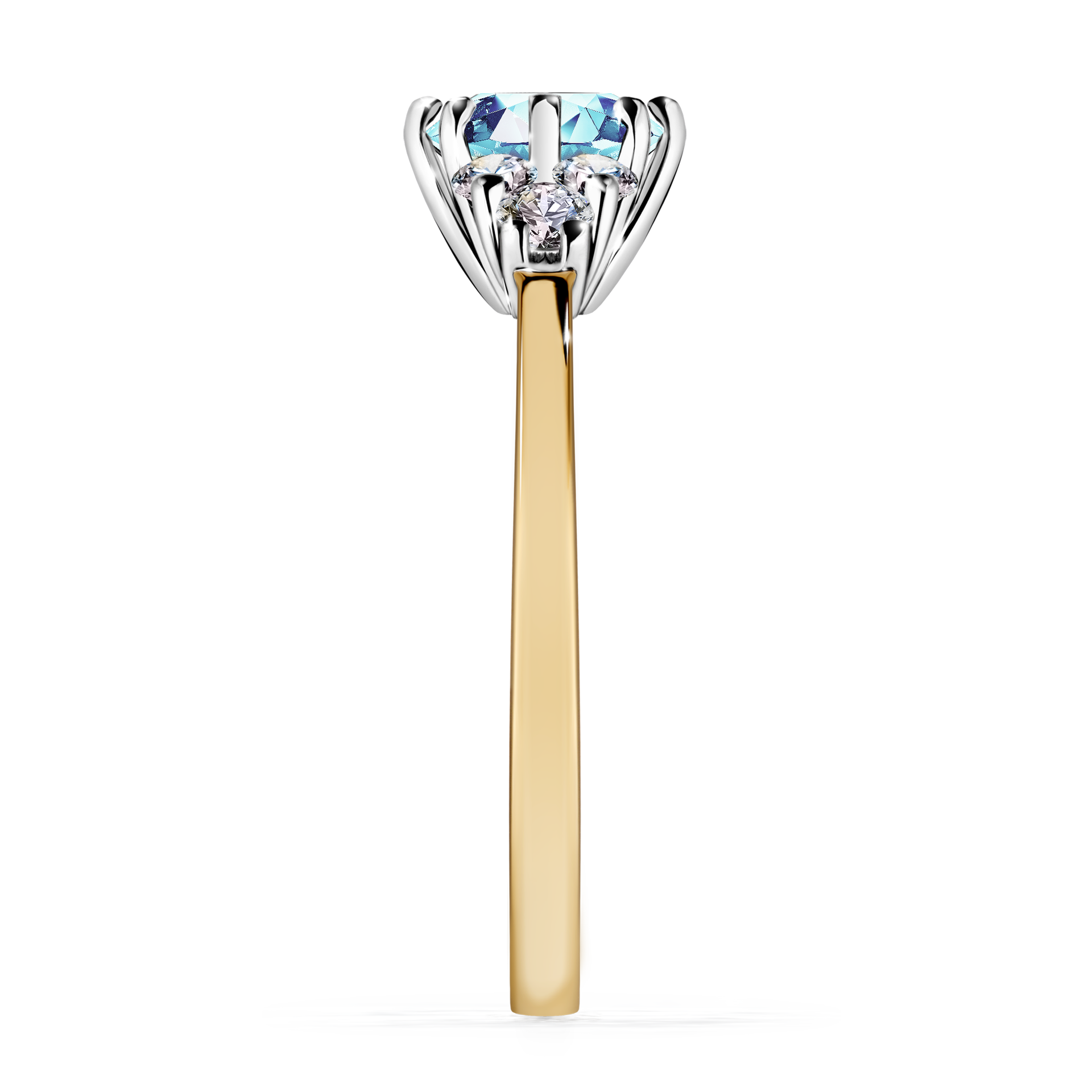 Pierścionek zaręczynowy My Lilly z żółtego złota z akwamarynem 0,98CT