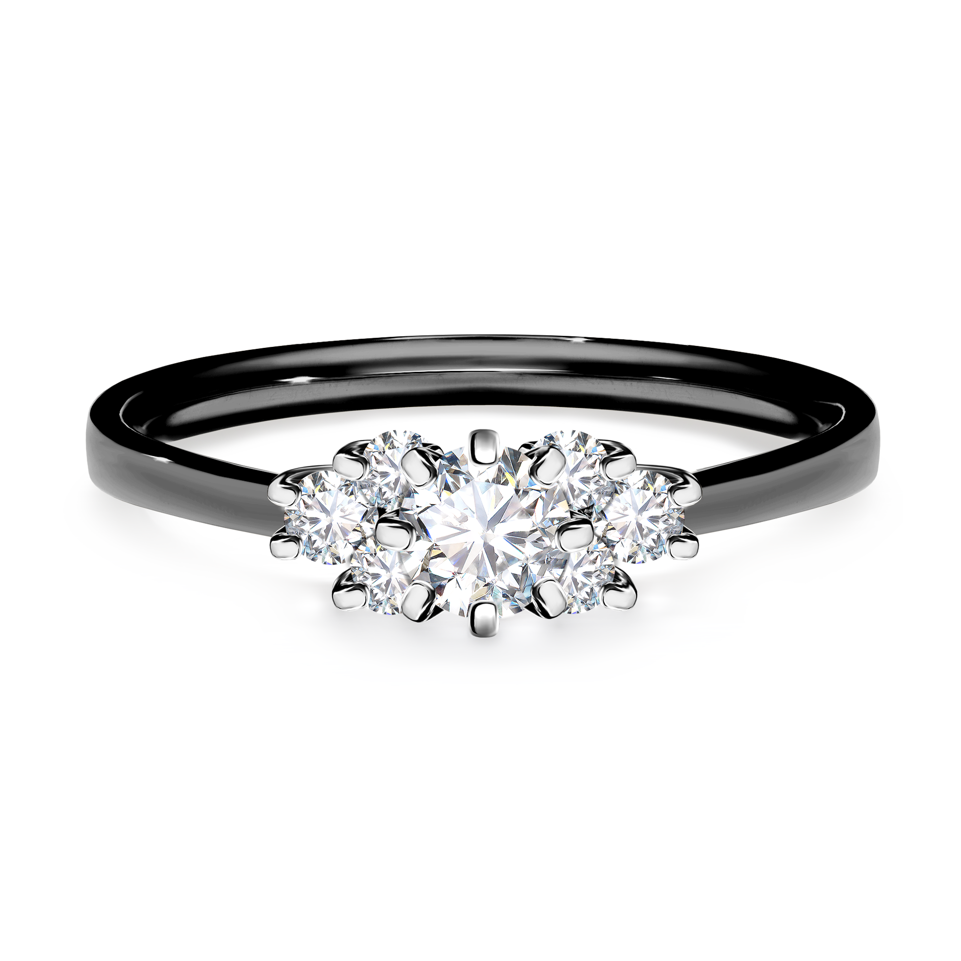 Pierścionek zaręczynowy My Lilly z czarnego złota z diamentem naturalnym 0,43CT
