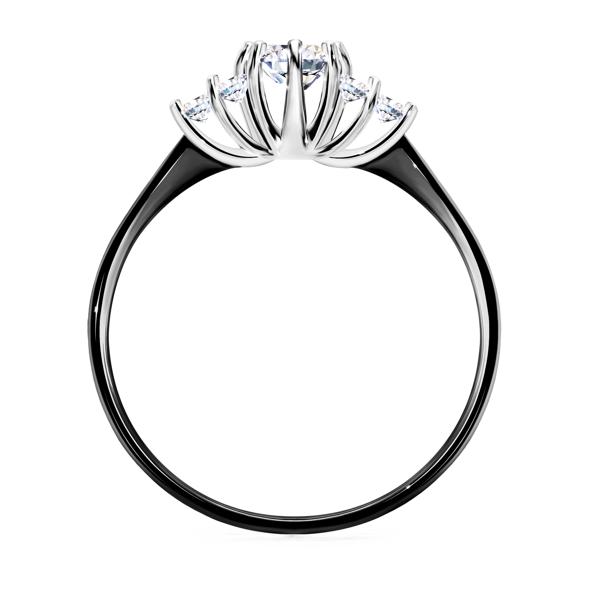 Pierścionek zaręczynowy My Lilly z czarnego złota z diamentem naturalnym 0,43CT