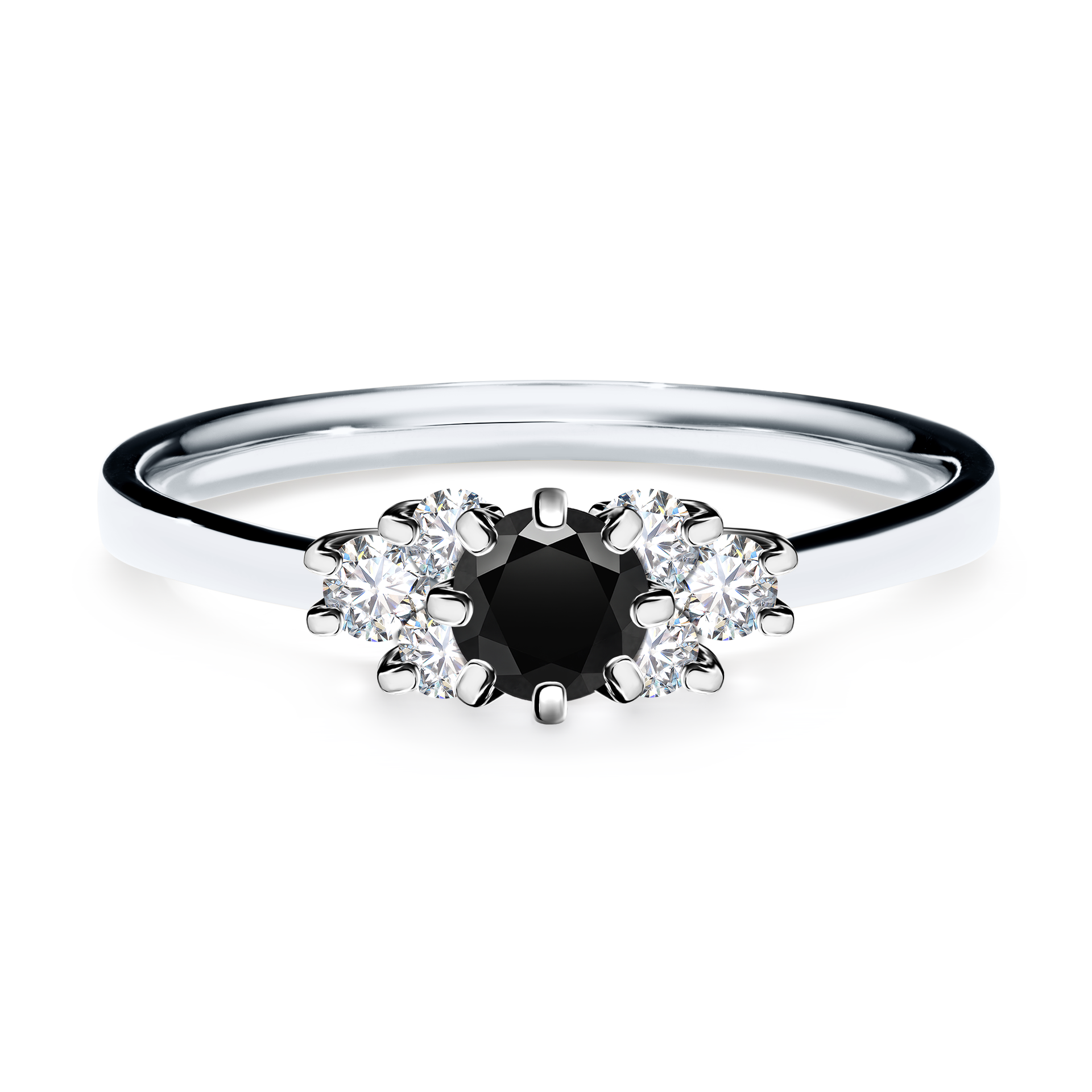 Pierścionek zaręczynowy My Lilly z białego złota z czarnym diamentem 0,43CT