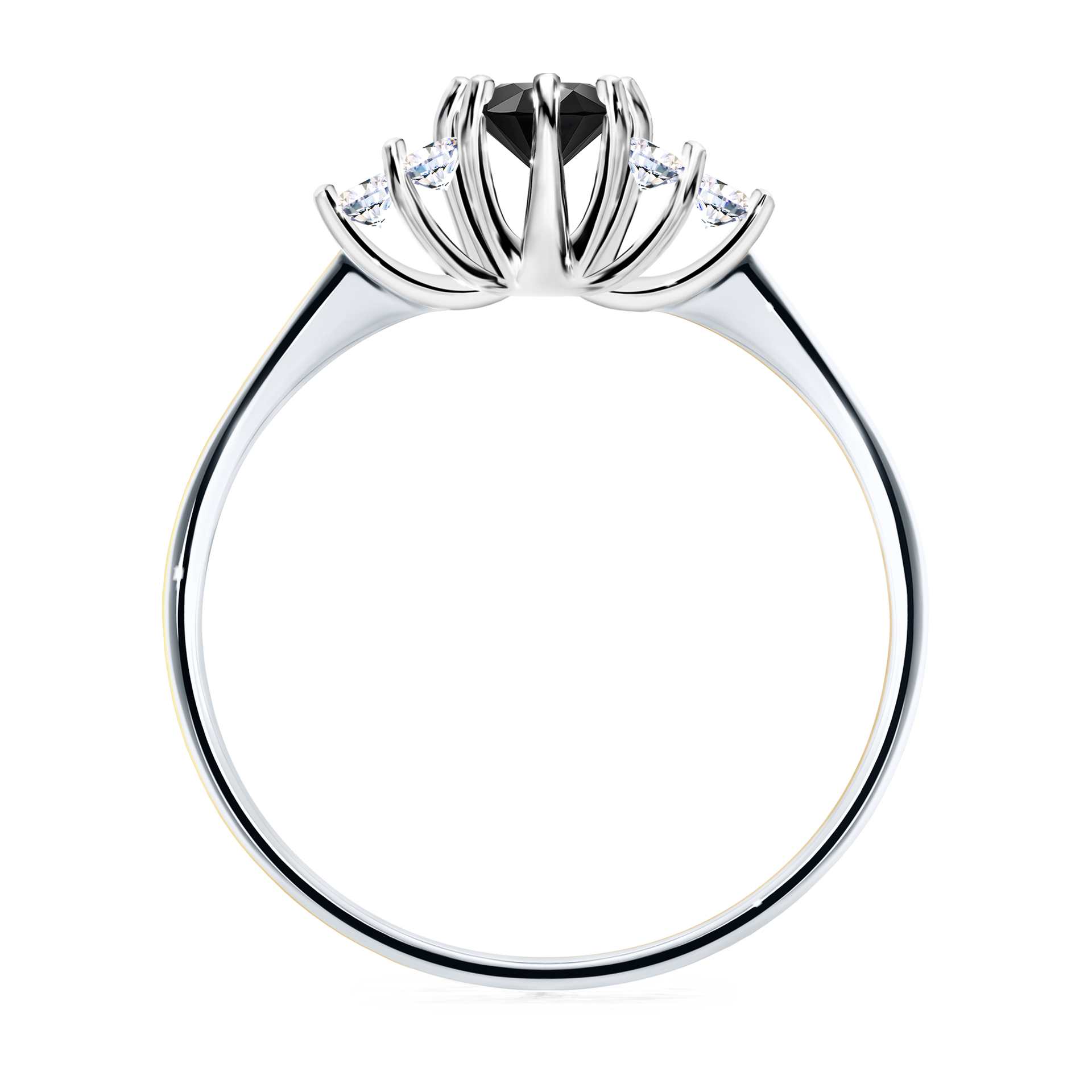 Pierścionek zaręczynowy My Lilly z białego złota z czarnym diamentem 0,43CT