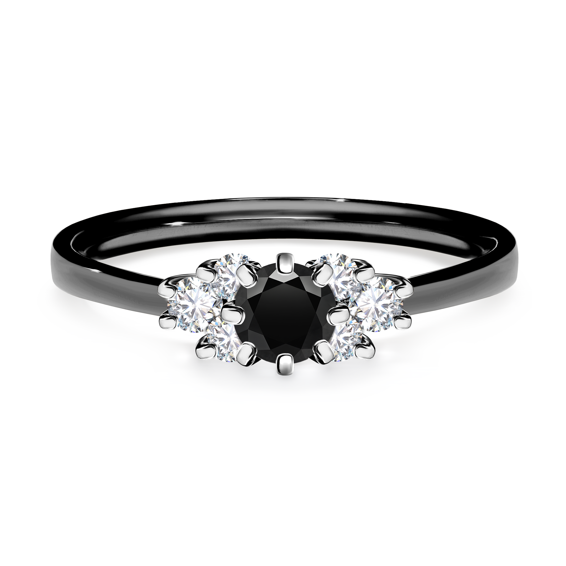Pierścionek zaręczynowy My Lilly z czarnego złota z czarnym diamentem 0,43CT