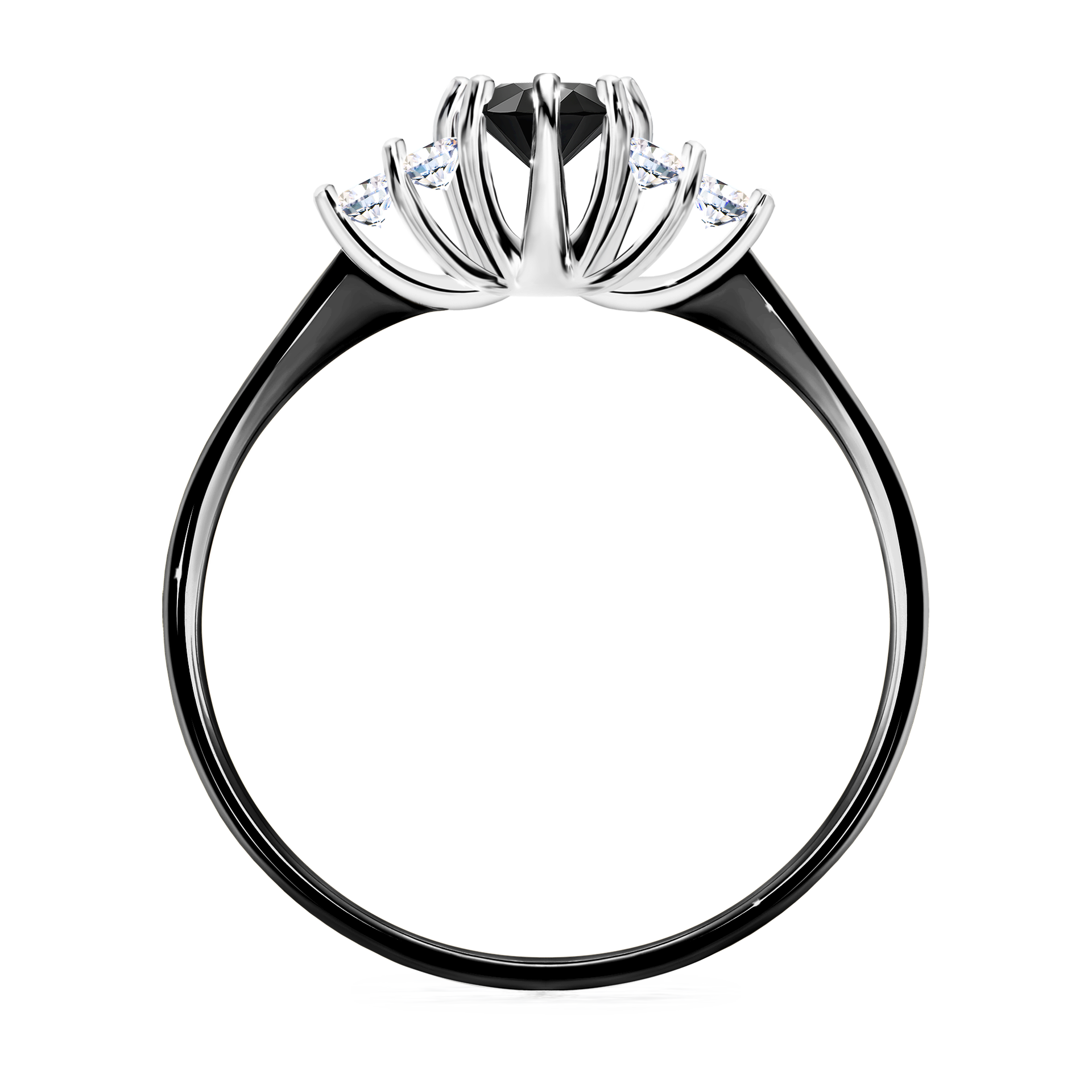 Pierścionek zaręczynowy My Lilly z czarnego złota z czarnym diamentem 0,43CT