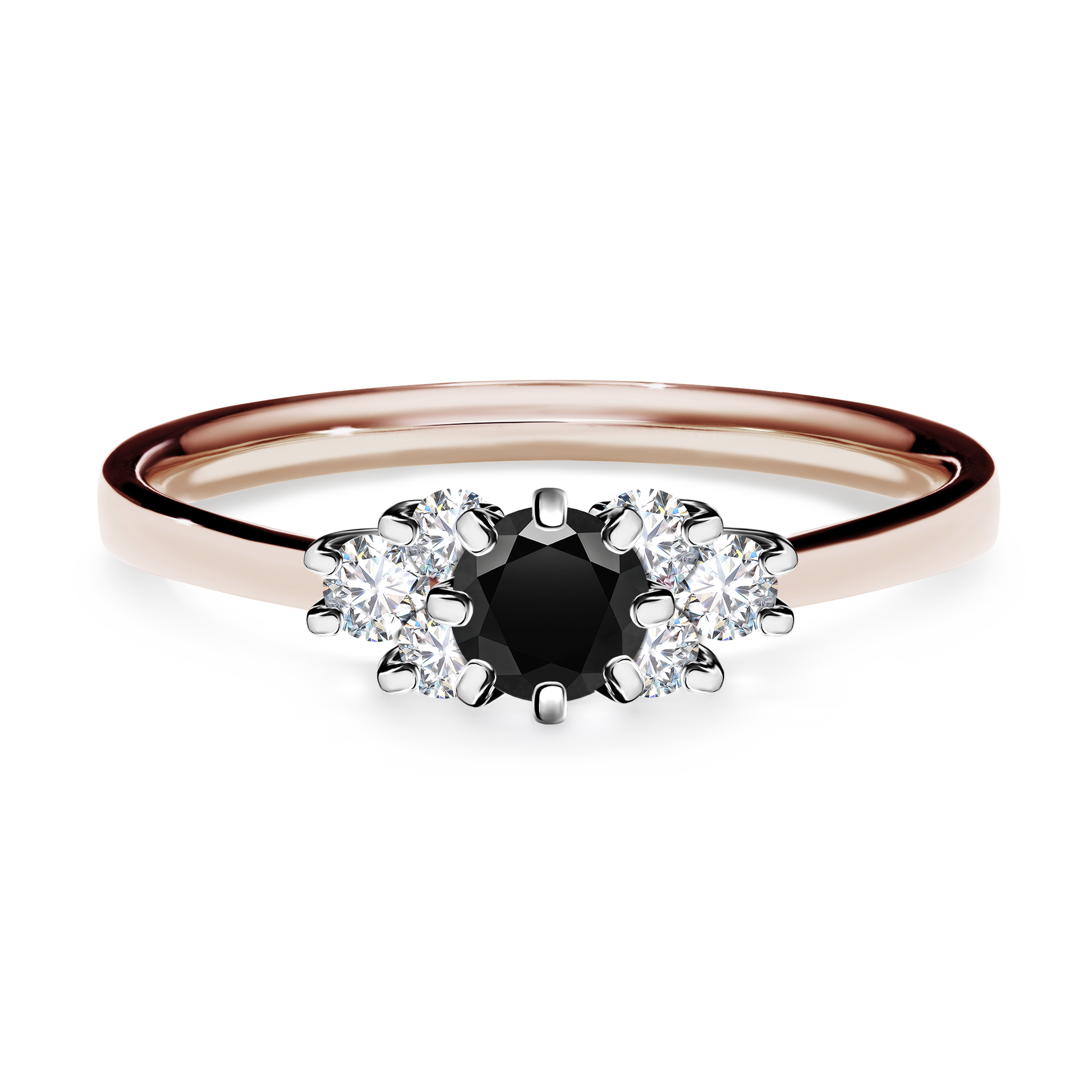 Pierścionek zaręczynowy My Lilly z różowego złota z czarnym diamentem 0,43CT