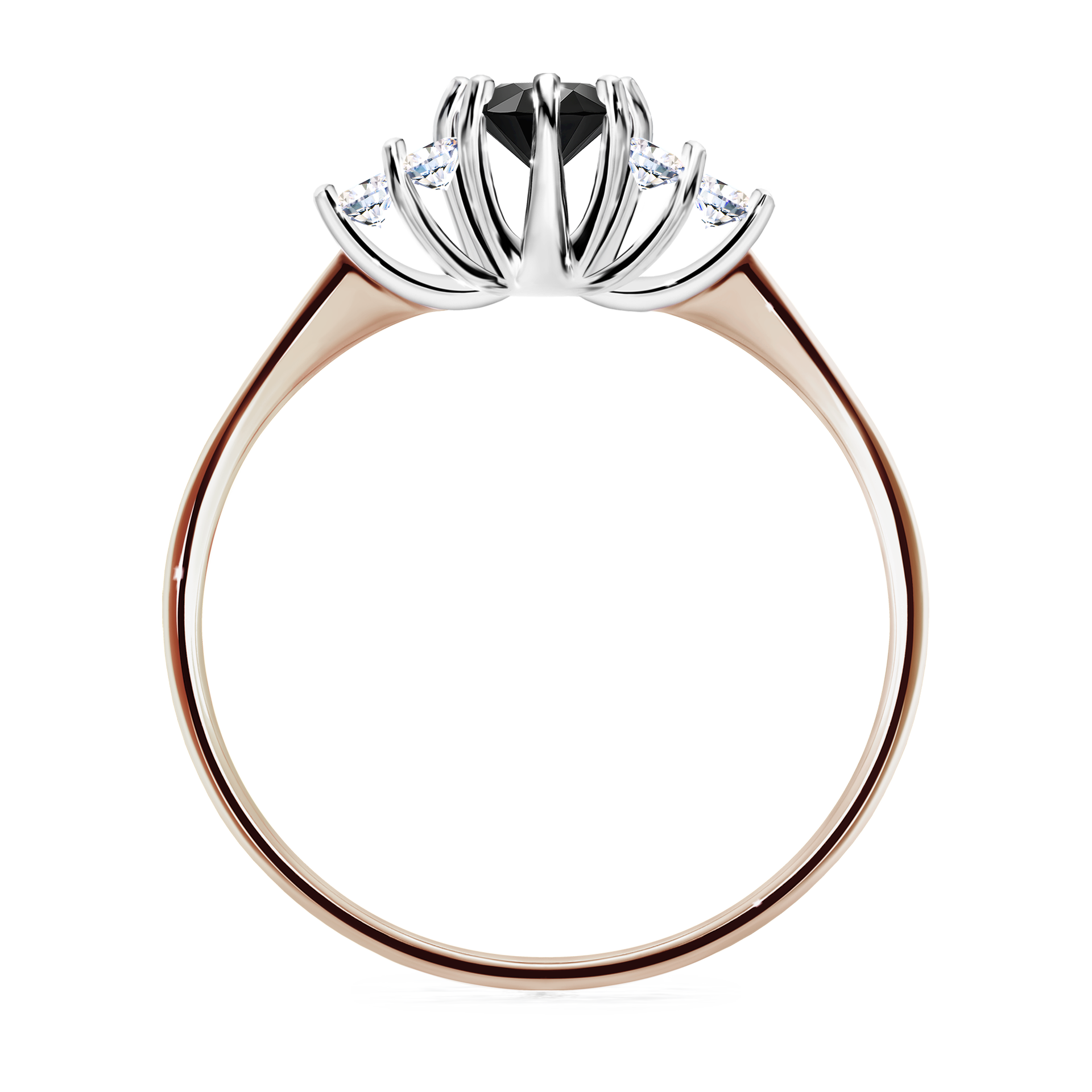 Pierścionek zaręczynowy My Lilly z różowego złota z czarnym diamentem 0,43CT