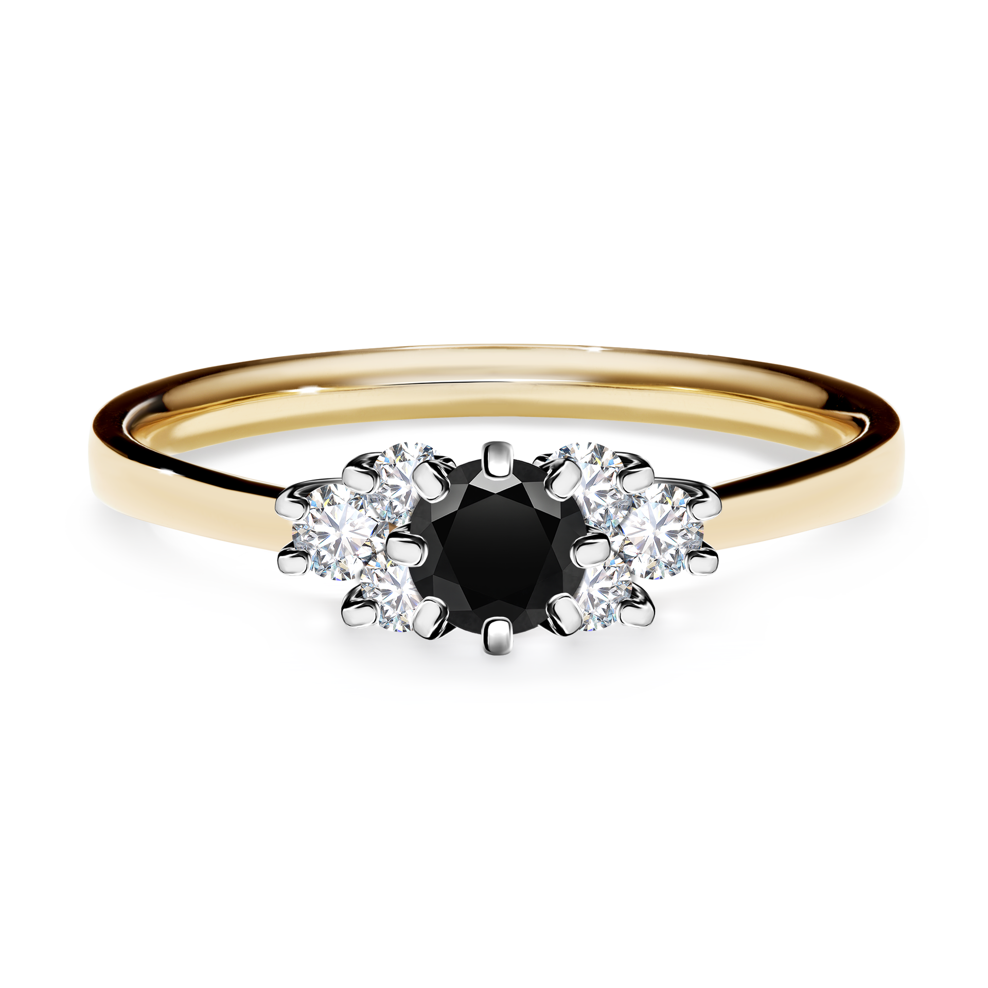 Pierścionek zaręczynowy My Lilly z żółtego złota z czarnym diamentem 0,43CT