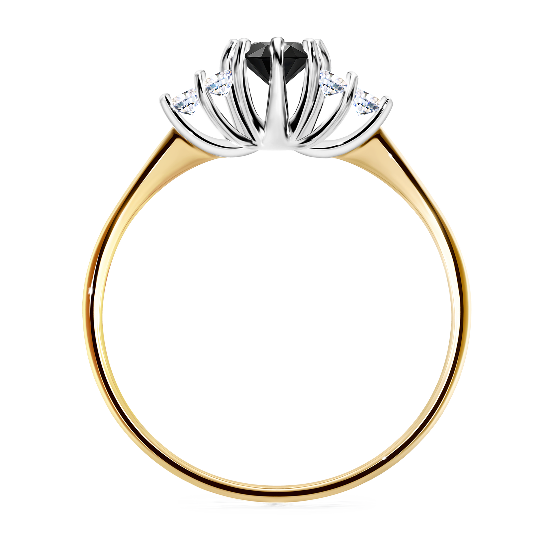 Pierścionek zaręczynowy My Lilly z żółtego złota z czarnym diamentem 0,43CT