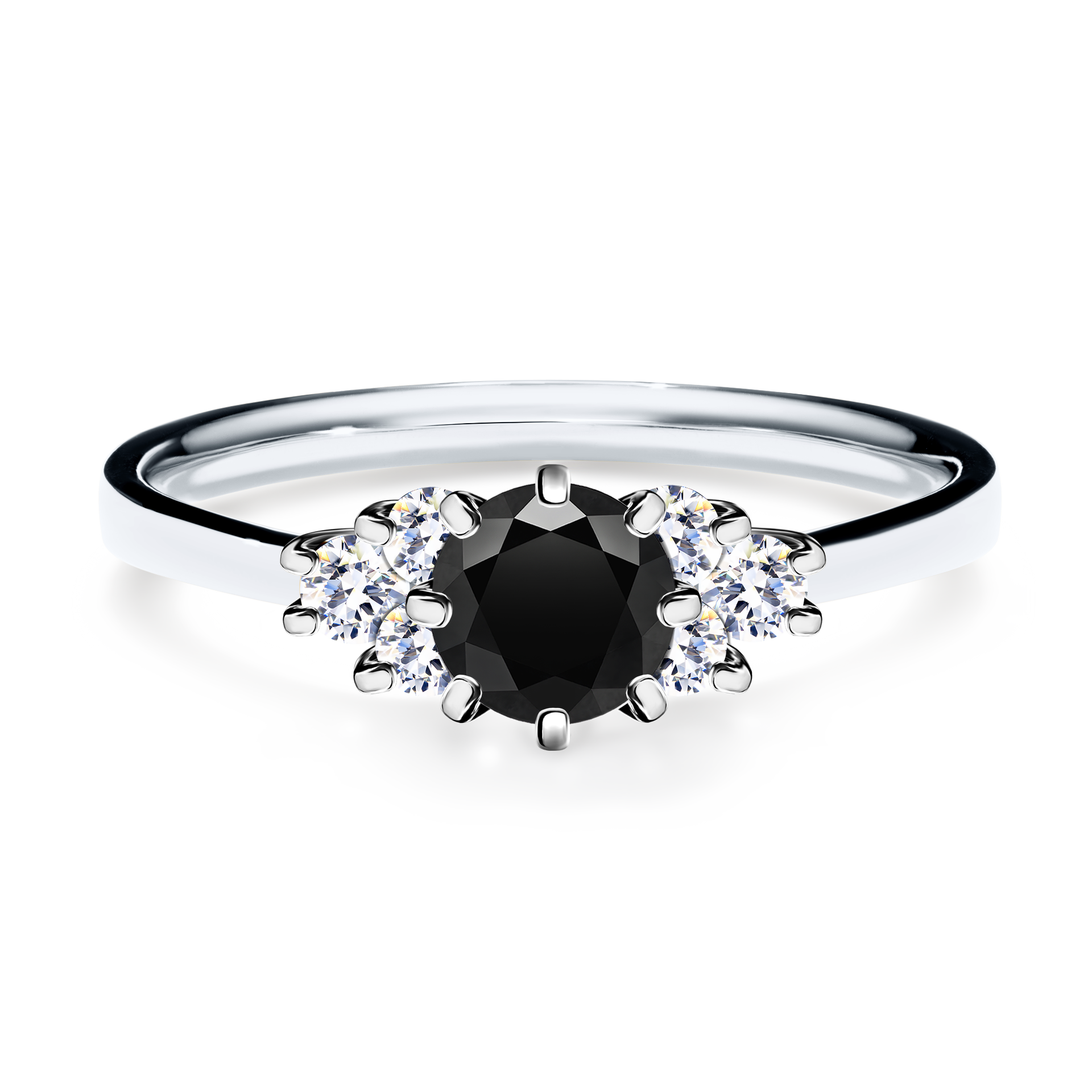 Pierścionek zaręczynowy My Lilly z białego złota z czarnym diamentem 0,68CT