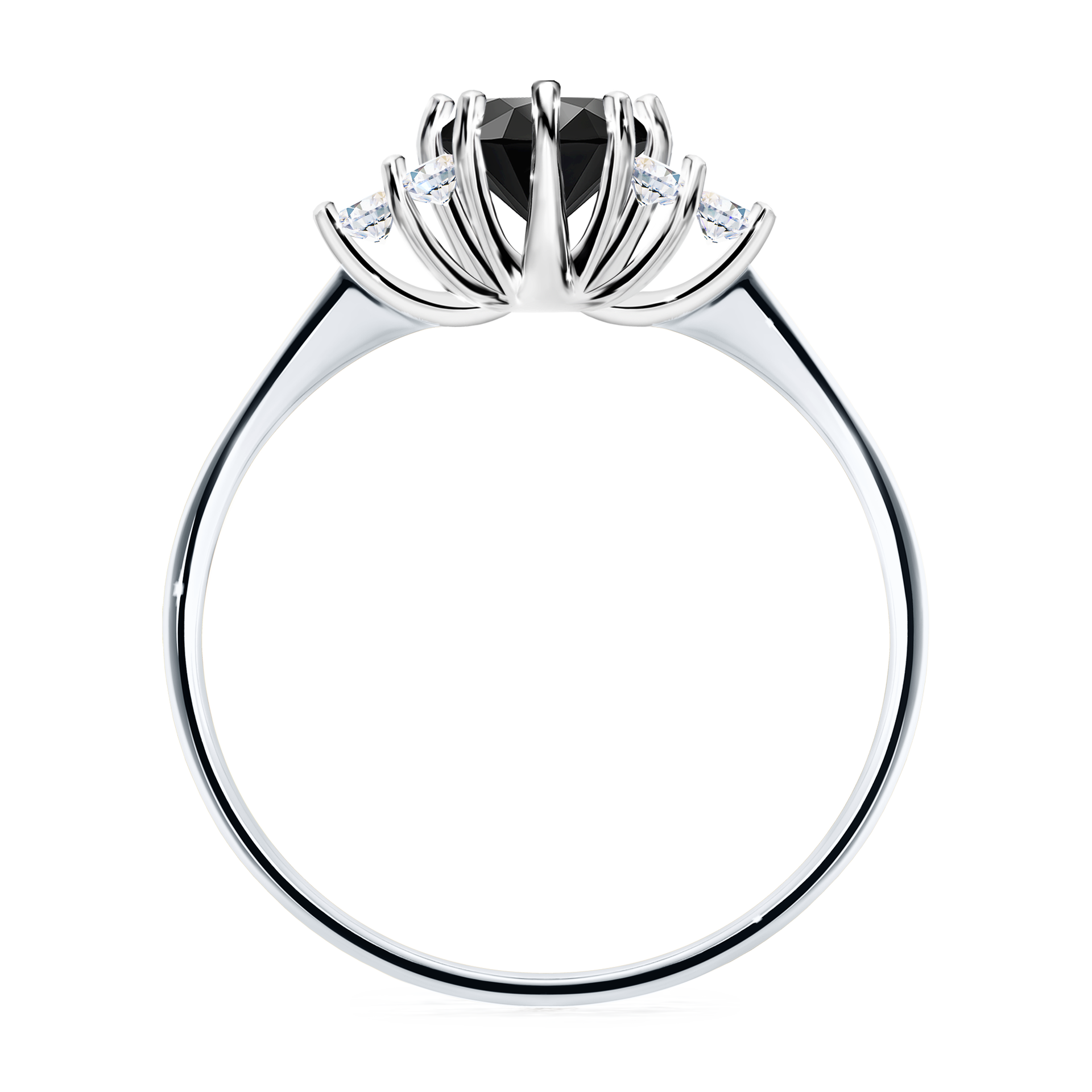 Pierścionek zaręczynowy My Lilly z białego złota z czarnym diamentem 0,68CT