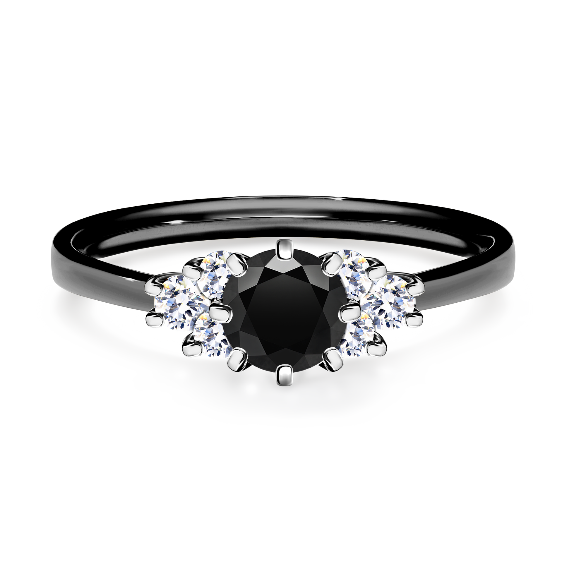 Pierścionek zaręczynowy My Lilly z czarnego złota z czarnym diamentem 0,68CT