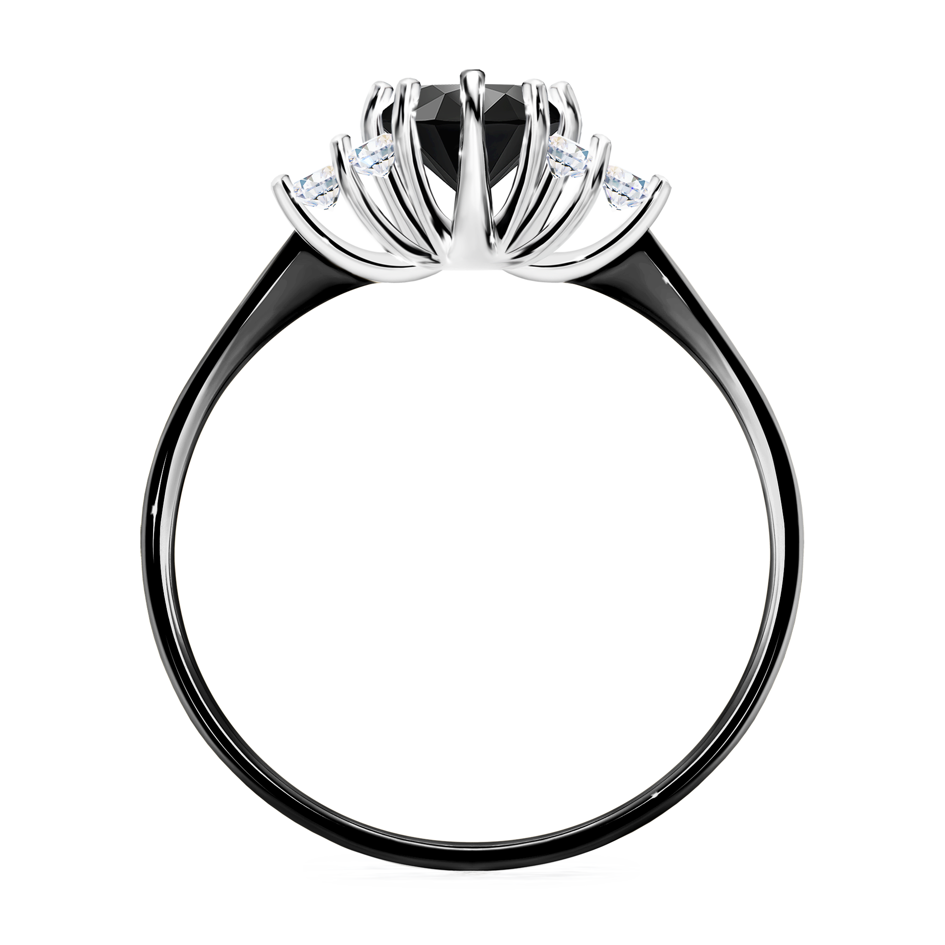 Pierścionek zaręczynowy My Lilly z czarnego złota z czarnym diamentem 0,68CT