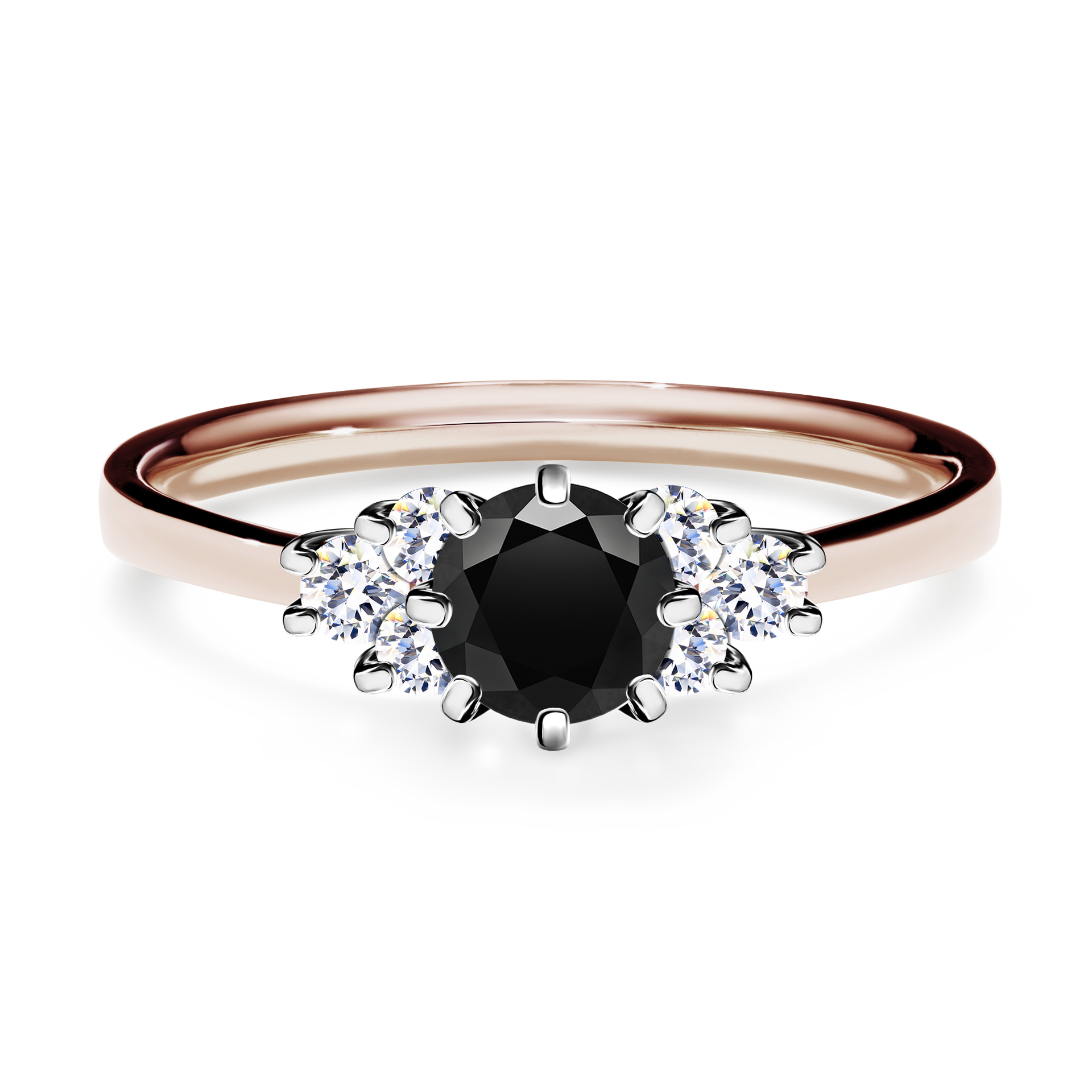 Pierścionek zaręczynowy My Lilly z różowego złota z czarnym diamentem 0,68CT