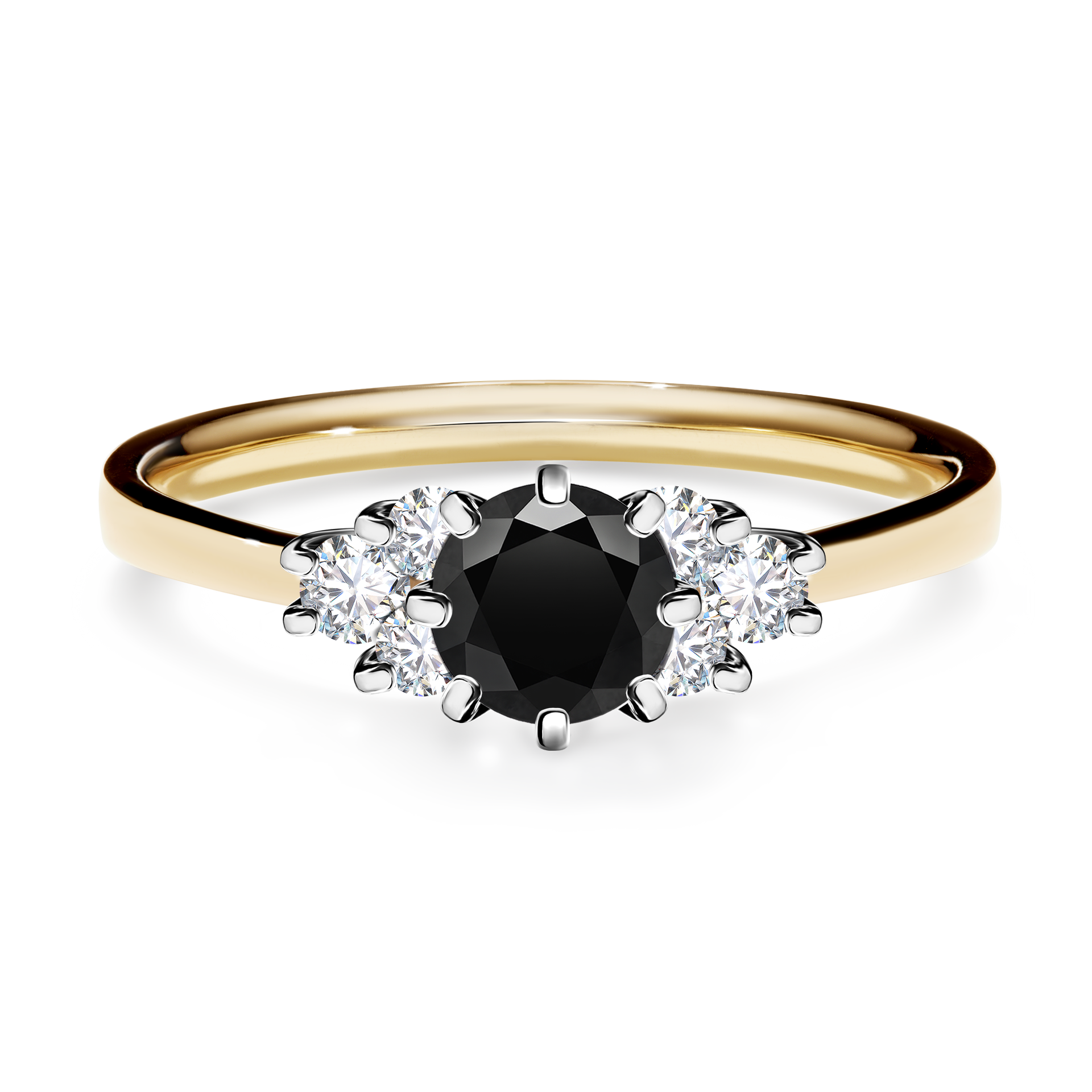 Pierścionek zaręczynowy My Lilly z żółtego złota z czarnym diamentem 0,68CT
