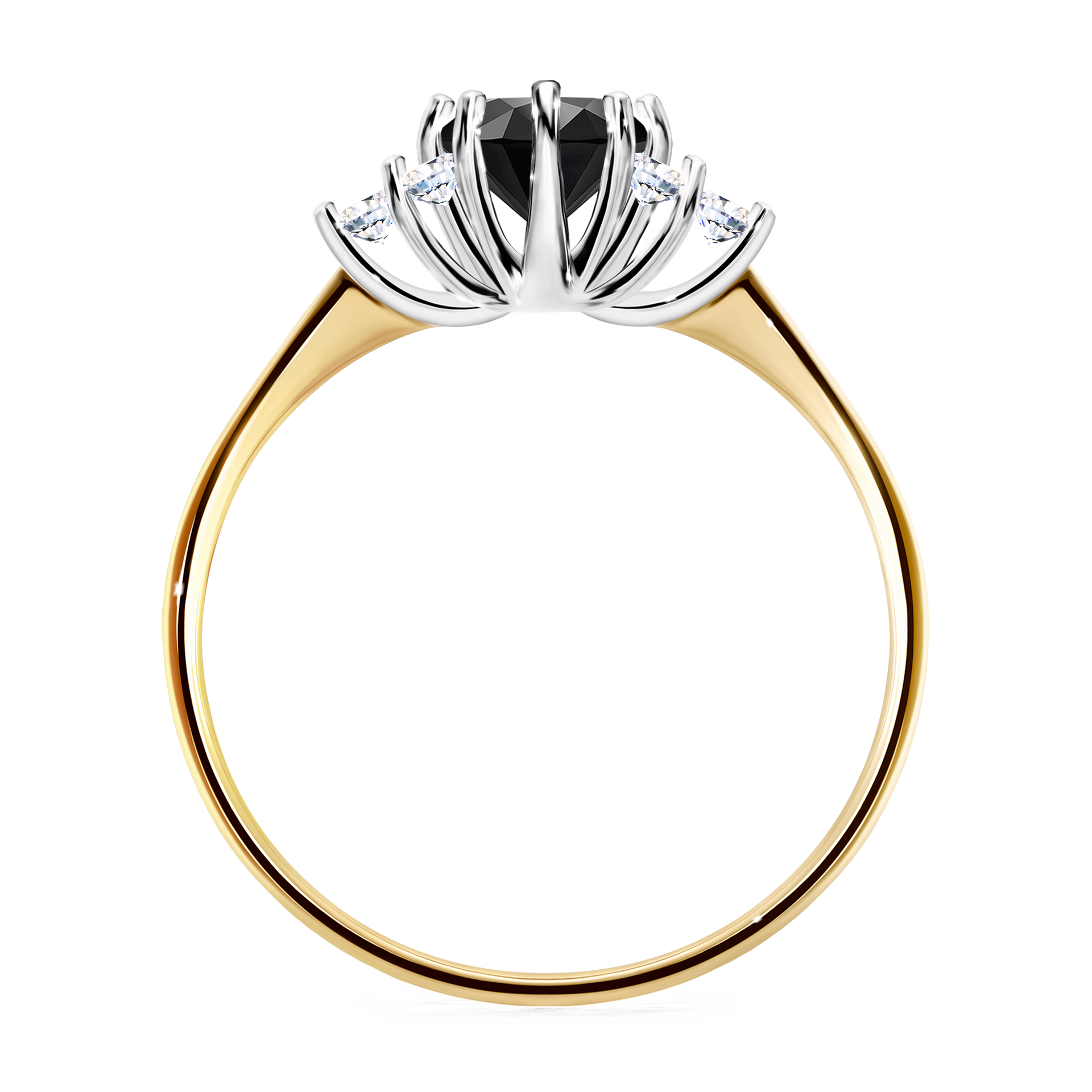 Pierścionek zaręczynowy My Lilly z żółtego złota z czarnym diamentem 0,68CT