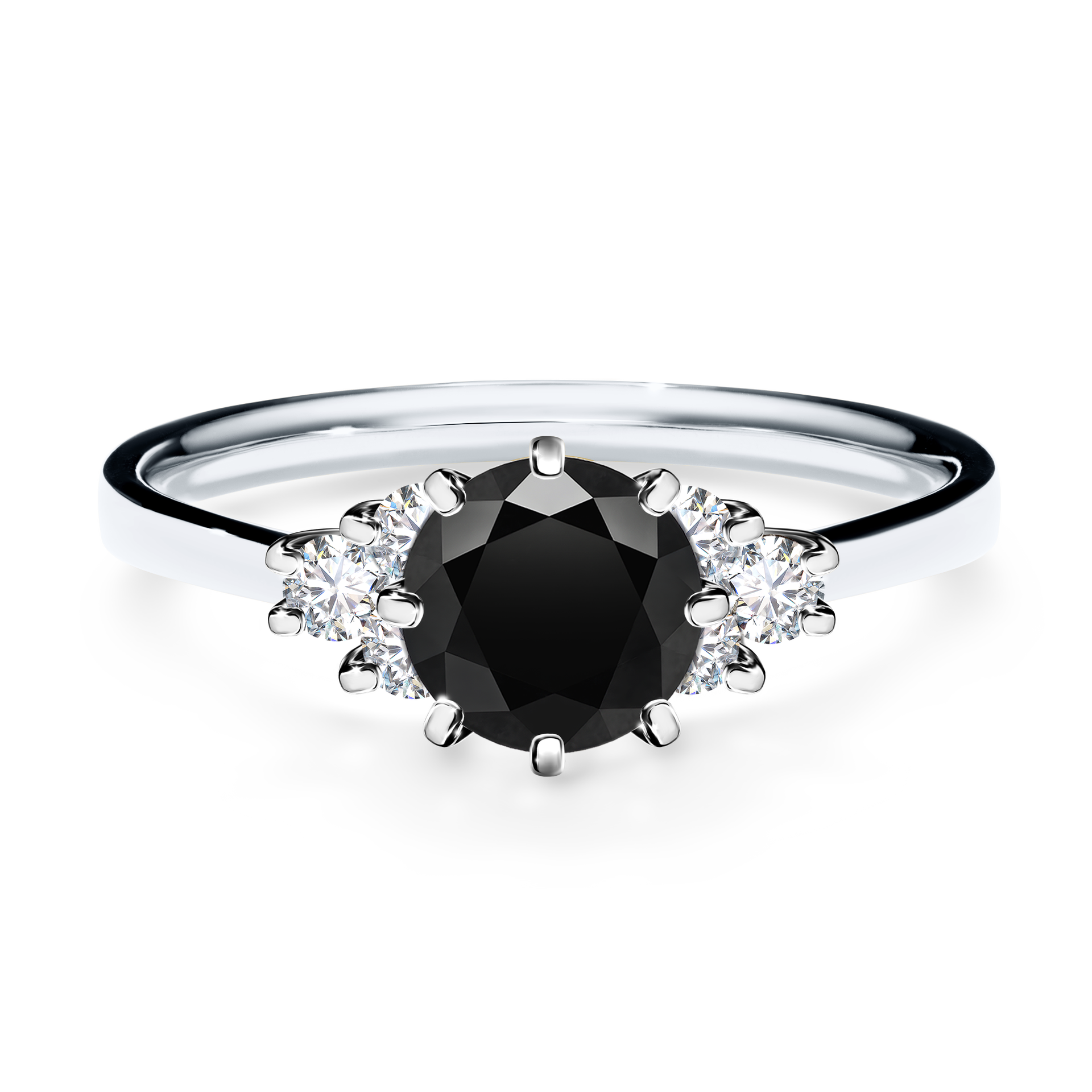 Pierścionek zaręczynowy My Lilly z białego złota z czarnym diamentem 0,98CT