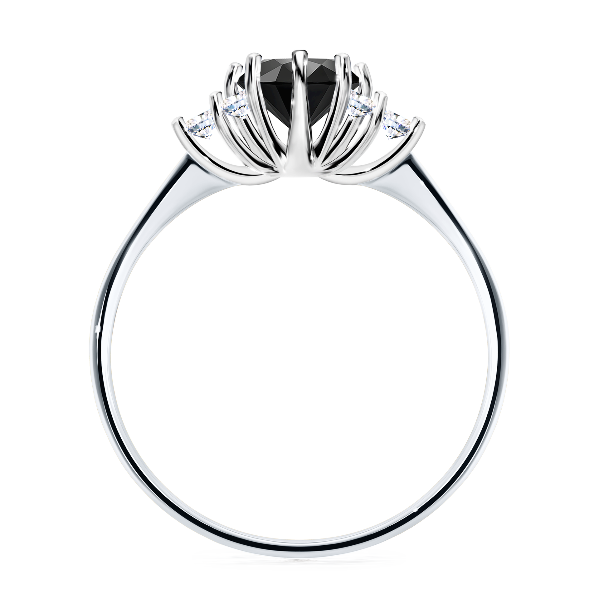 Pierścionek zaręczynowy My Lilly z białego złota z czarnym diamentem 0,98CT