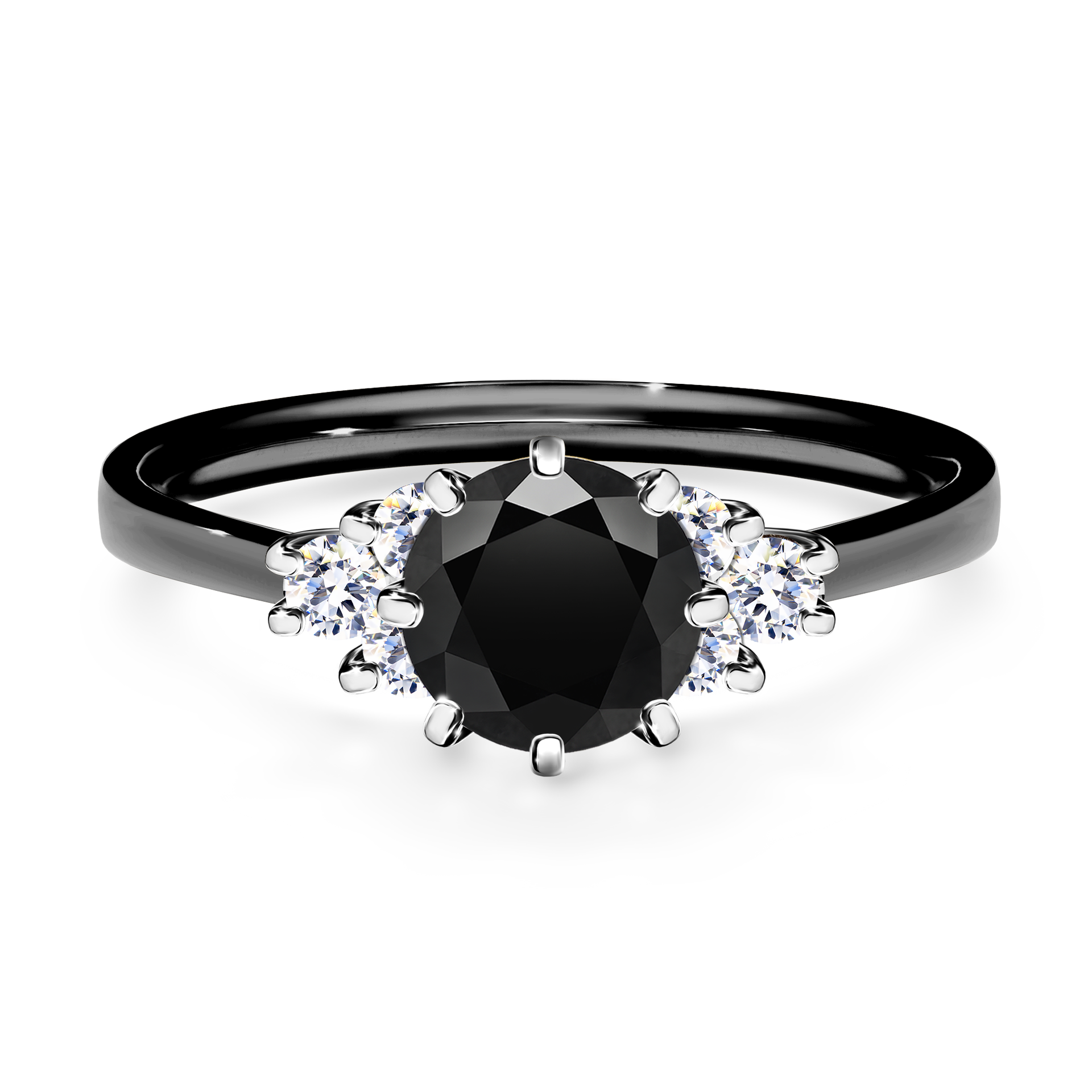 Pierścionek zaręczynowy My Lilly z czarnego złota z czarnym diamentem 0,98CT