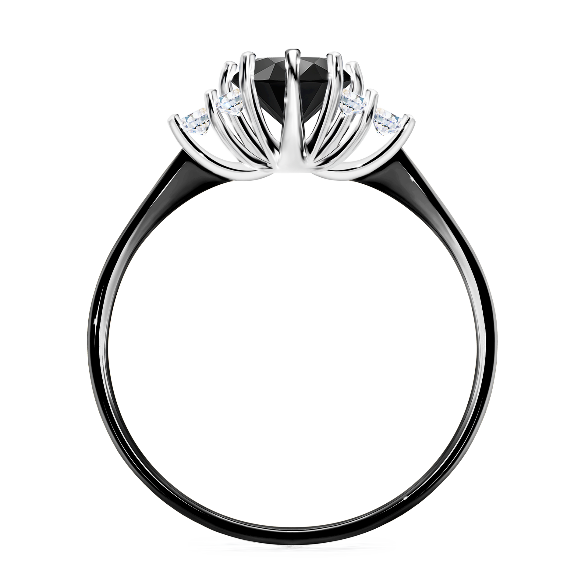 Pierścionek zaręczynowy My Lilly z czarnego złota z czarnym diamentem 0,98CT