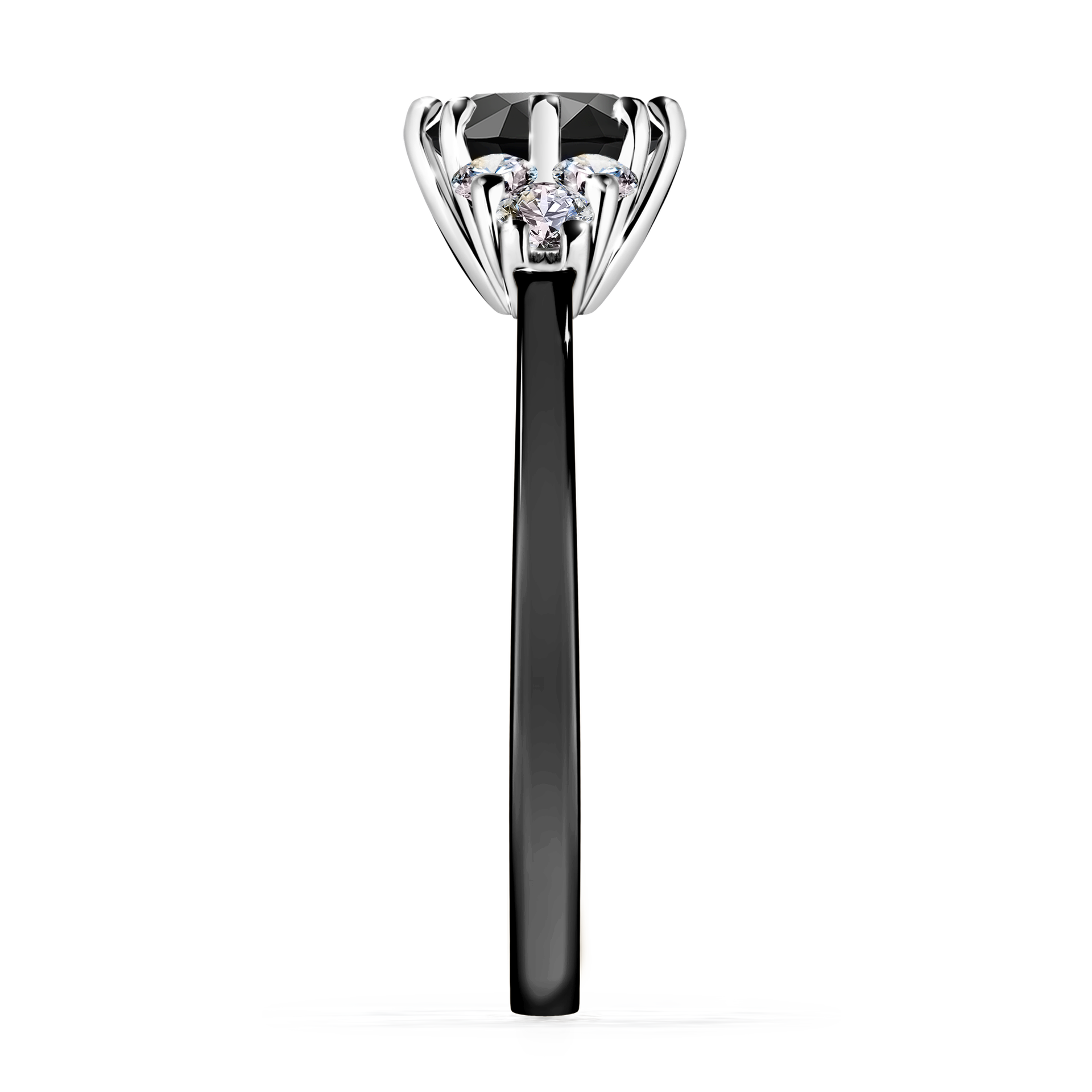 Pierścionek zaręczynowy My Lilly z czarnego złota z czarnym diamentem 0,98CT