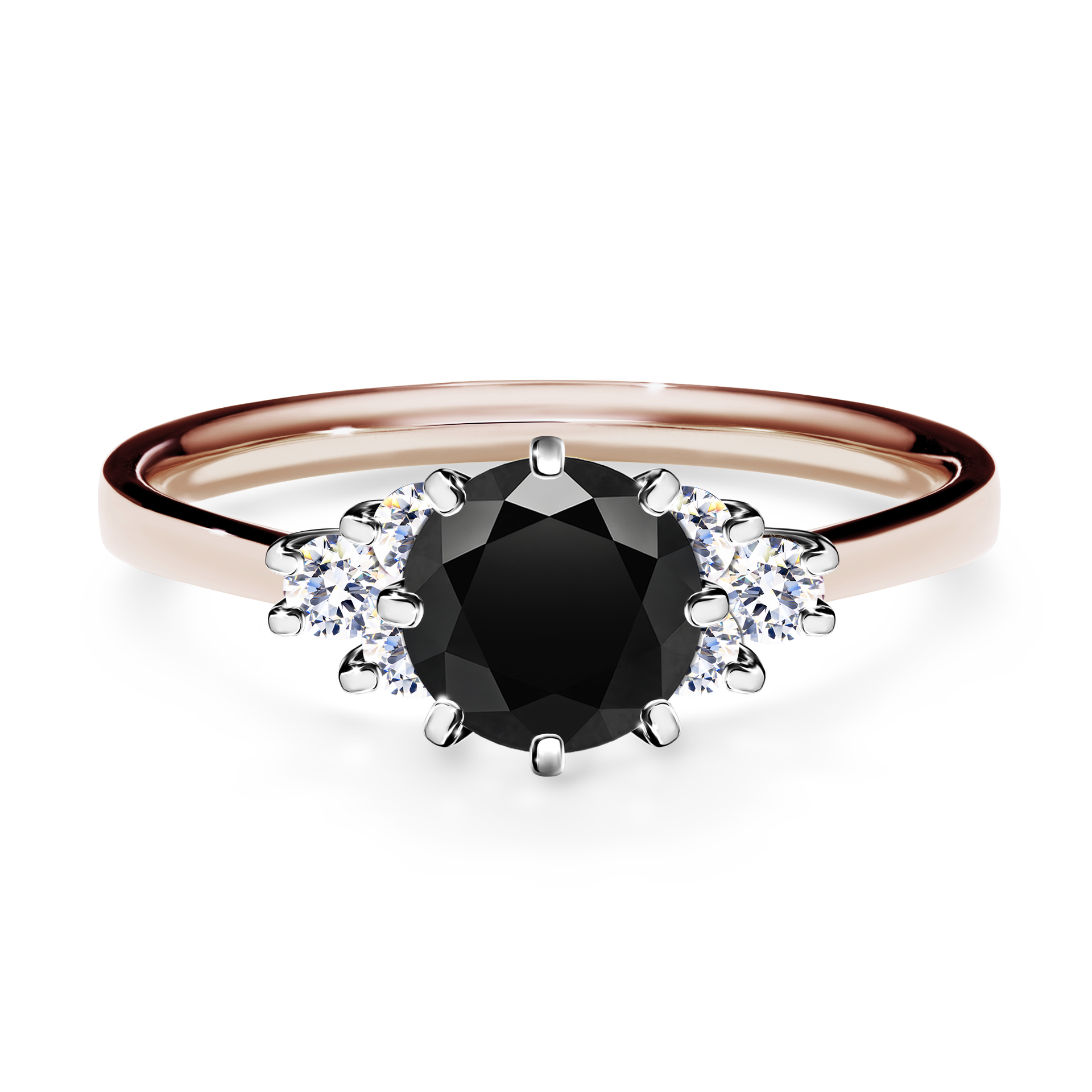 Pierścionek zaręczynowy My Lilly z różowego złota z czarnym diamentem 0,98CT