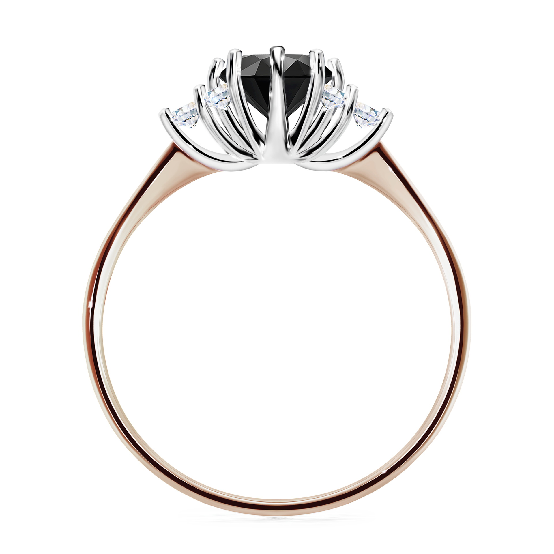 Pierścionek zaręczynowy My Lilly z różowego złota z czarnym diamentem 0,98CT