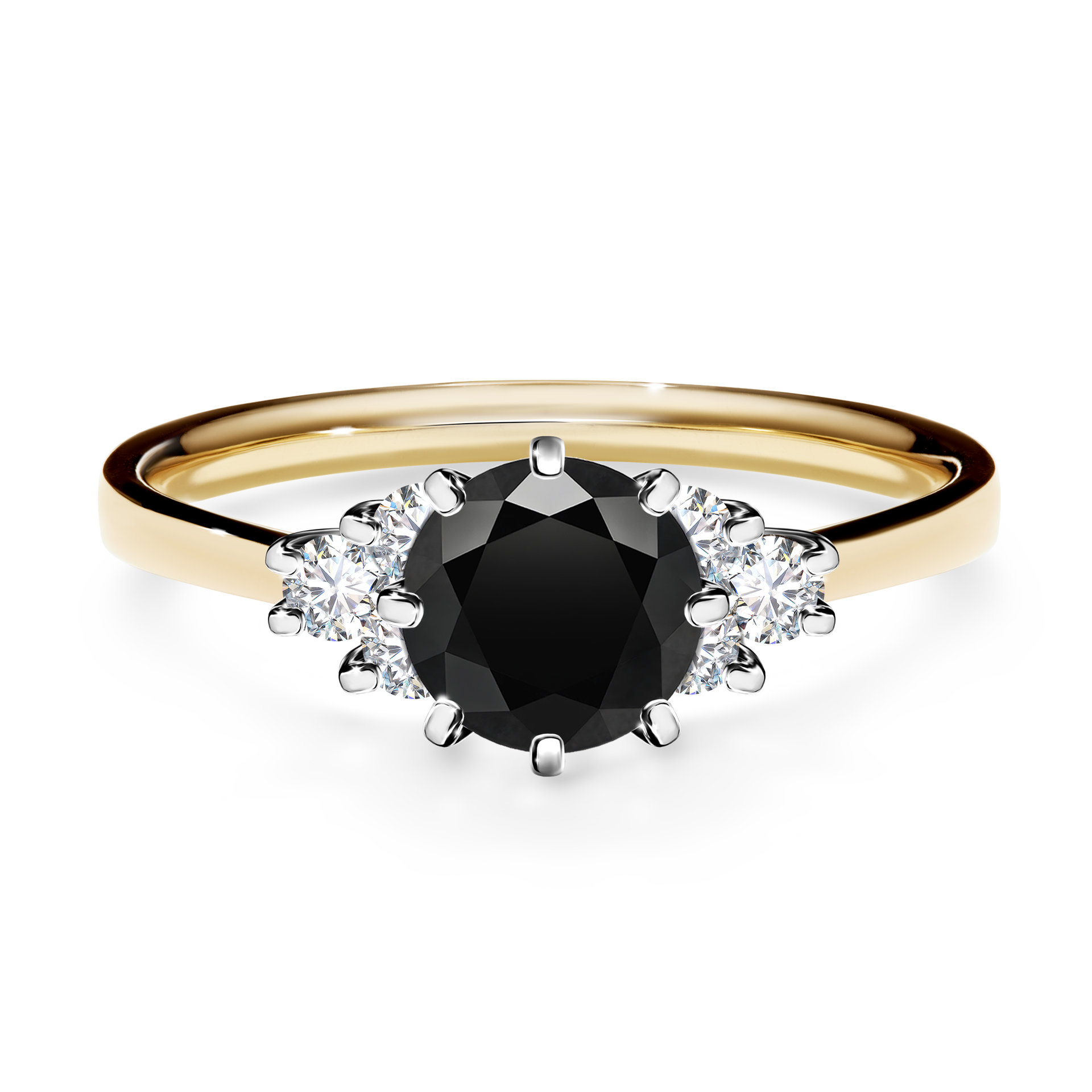 Pierścionek zaręczynowy My Lilly z żółtego złota z czarnym diamentem 0,98CT