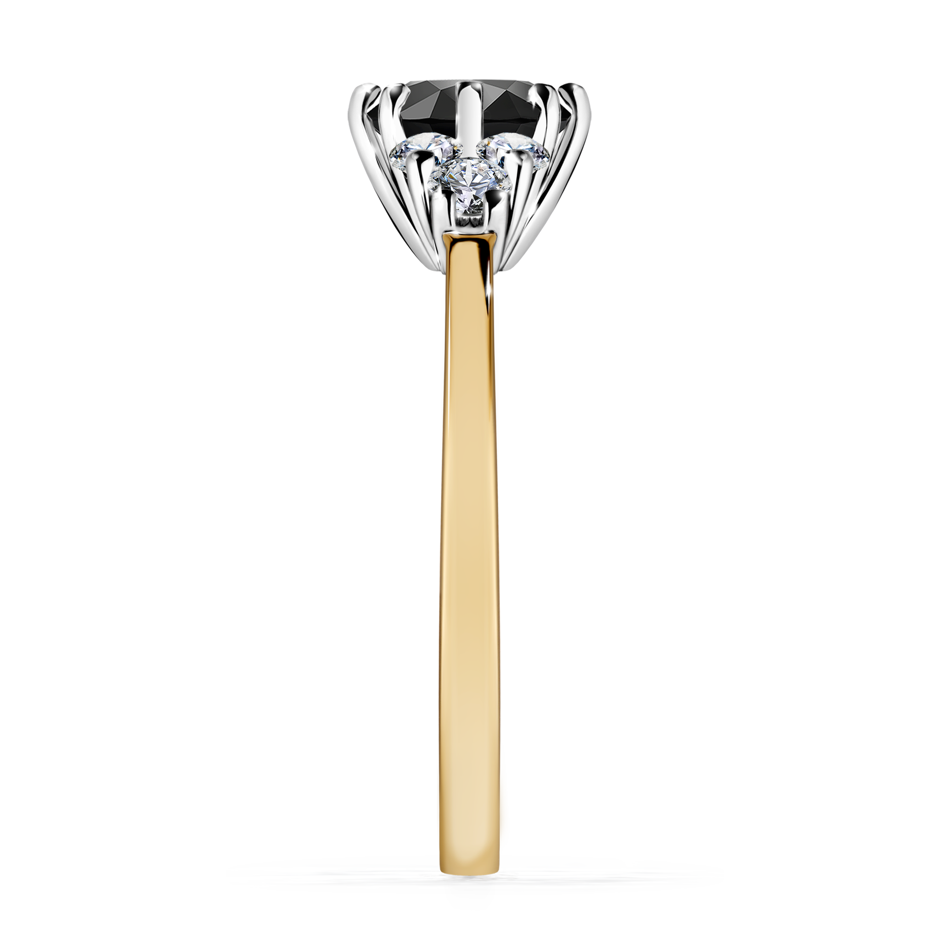 Pierścionek zaręczynowy My Lilly z żółtego złota z czarnym diamentem 0,98CT