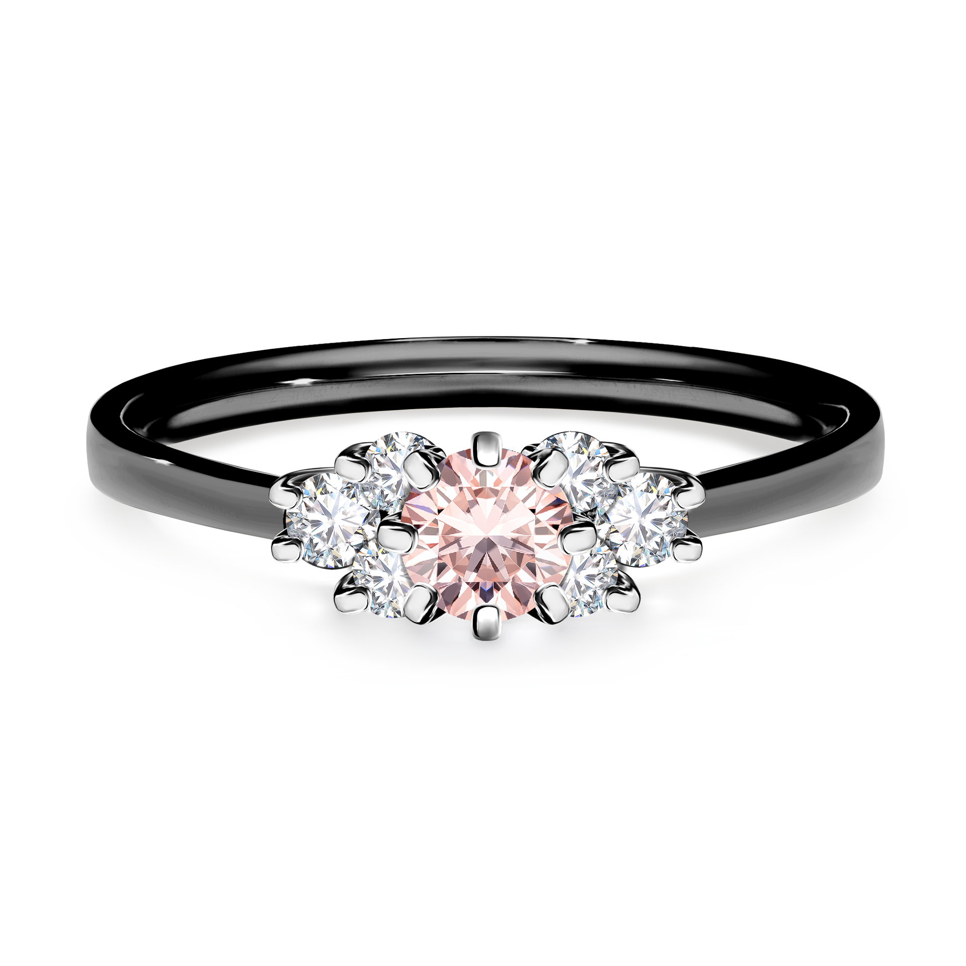 Pierścionek zaręczynowy My Lilly z czarnego złota z morganitem 0,43CT