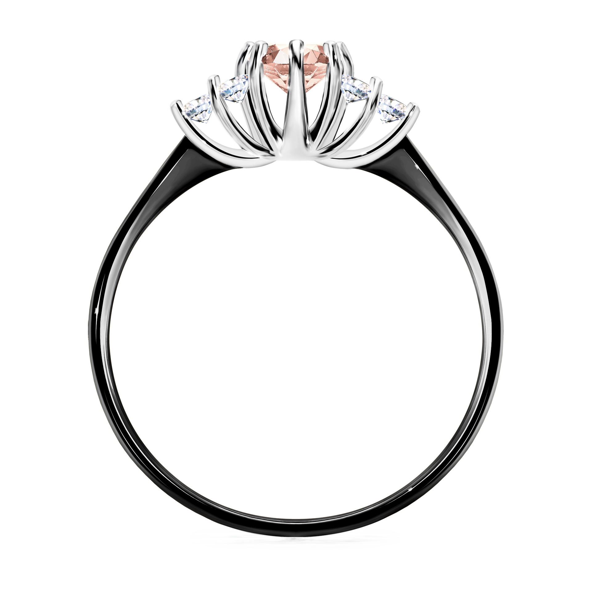 Pierścionek zaręczynowy My Lilly z czarnego złota z morganitem 0,43CT