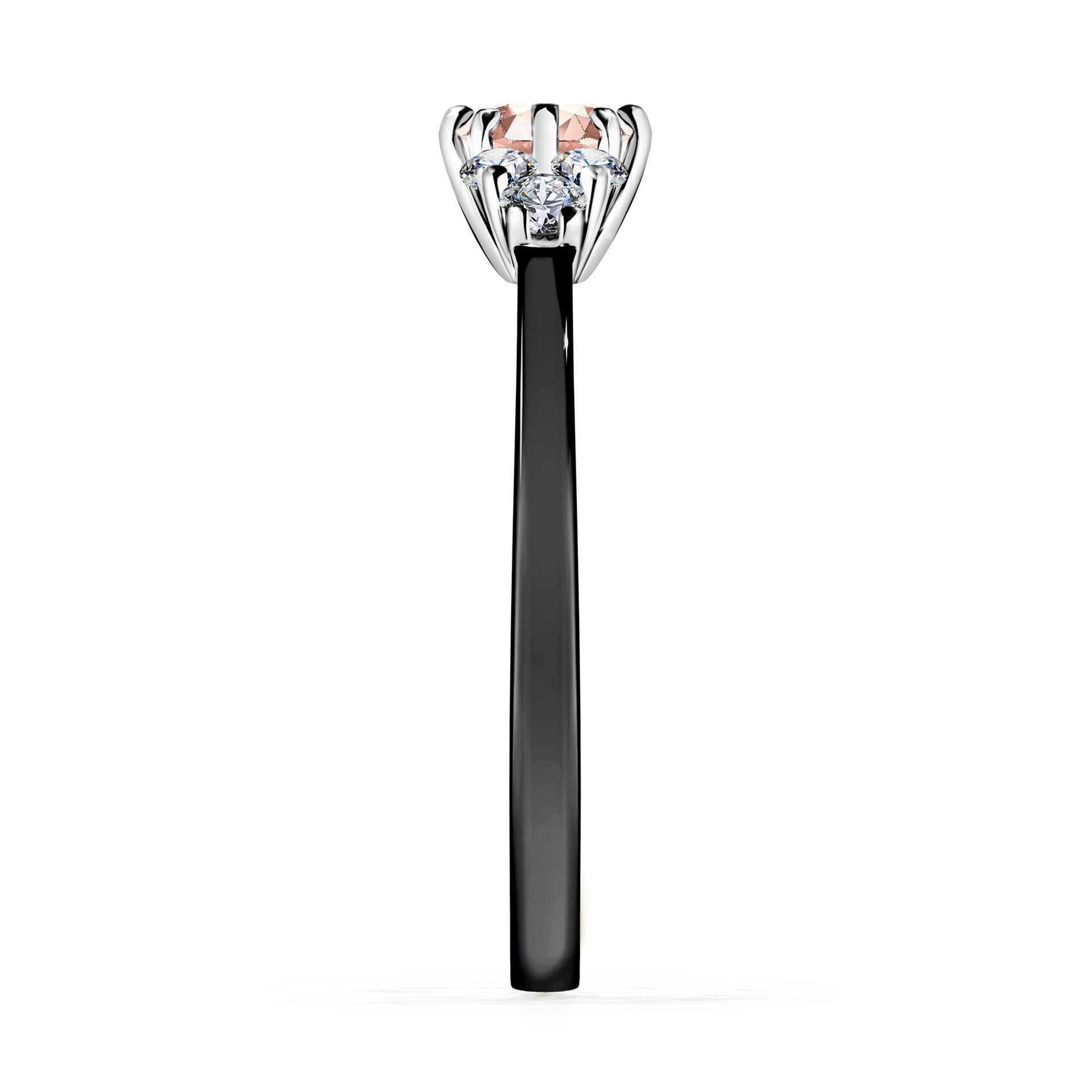 Pierścionek zaręczynowy My Lilly z czarnego złota z morganitem 0,43CT