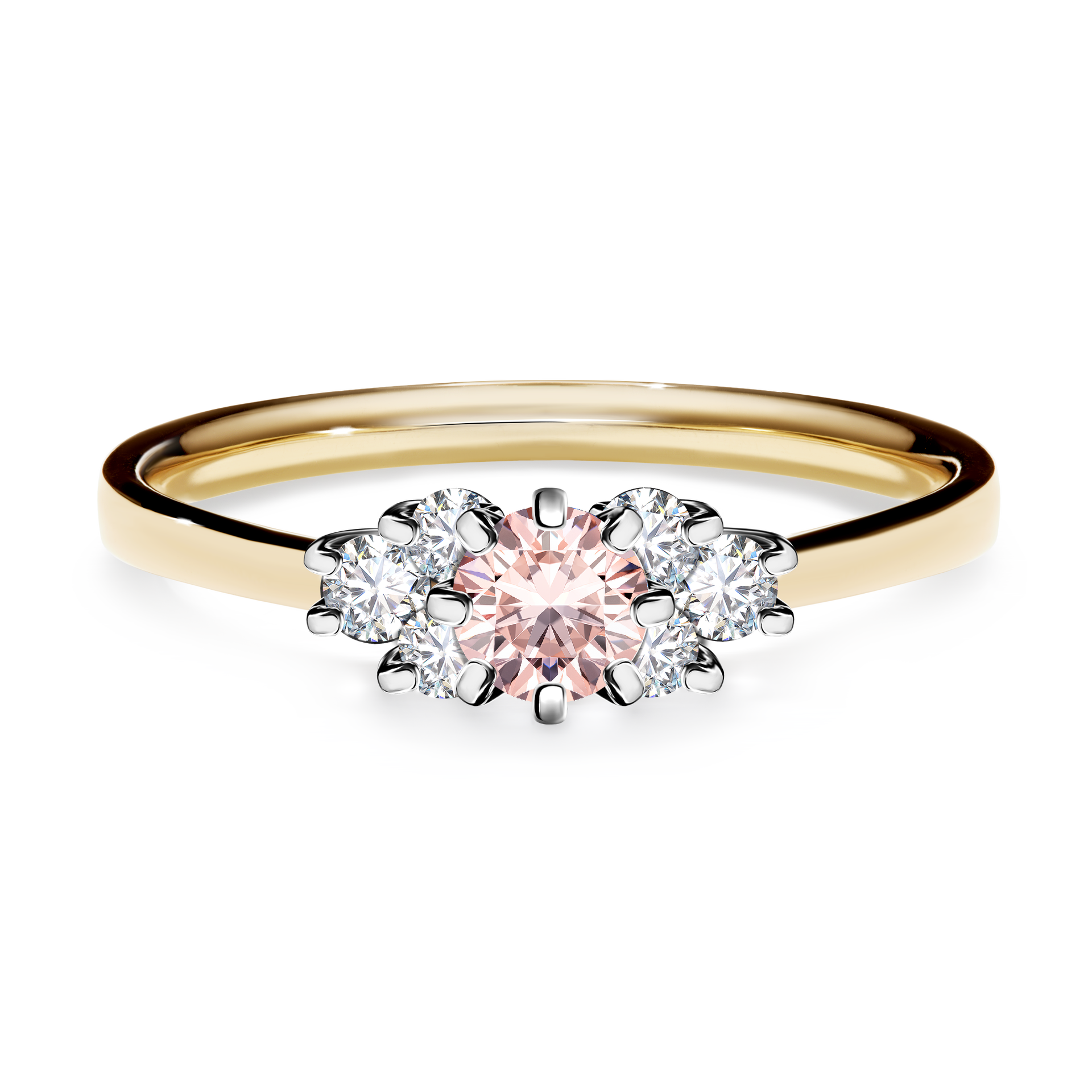 Pierścionek zaręczynowy My Lilly z żółtego złota z morganitem 0,43CT
