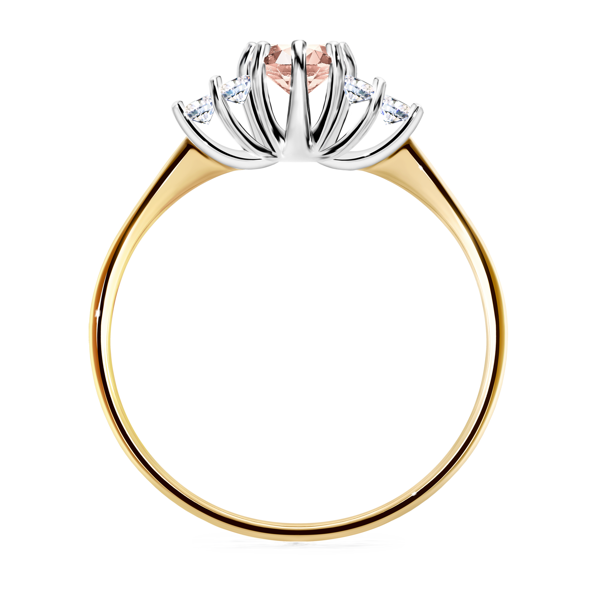 Pierścionek zaręczynowy My Lilly z żółtego złota z morganitem 0,43CT